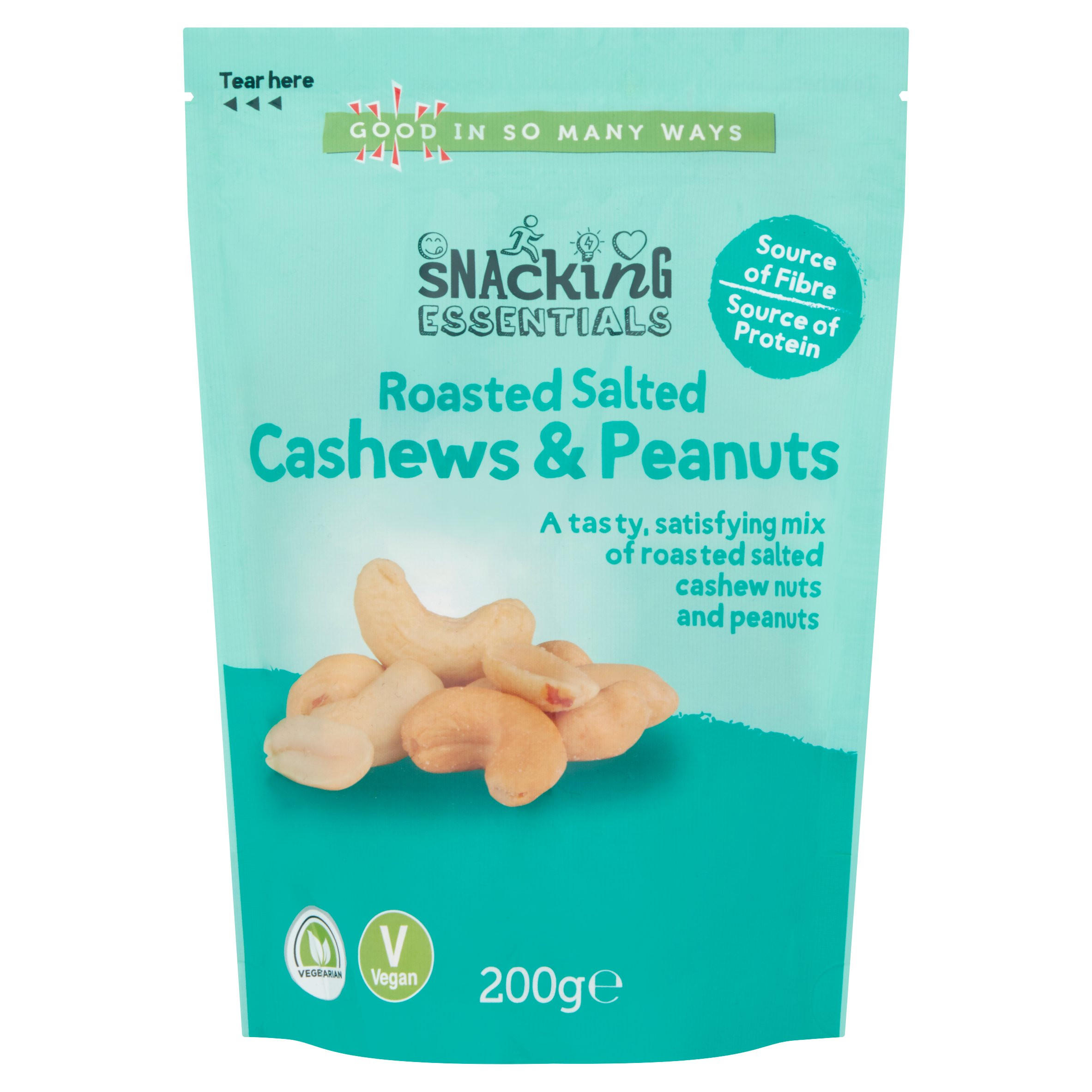 Snacking Essentials Roasted Salted Cashews Peanuts G Dried Fruit