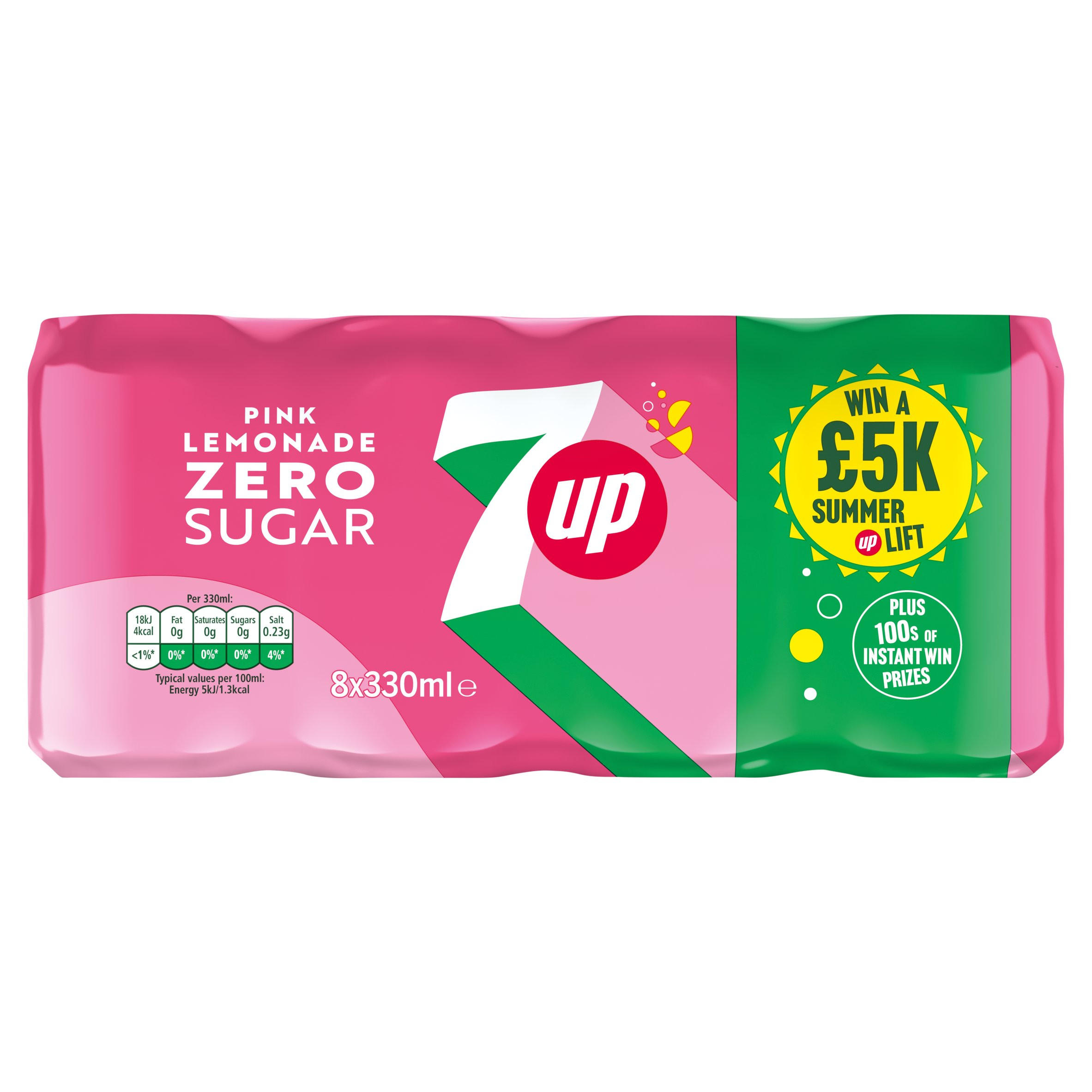7Up Zero Sugar Pink Lemonade Cans 8 x 330ml