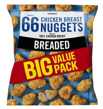 Iceland 66 (approx.) Breaded Chicken Breast Nuggets 924g | Breaded ...