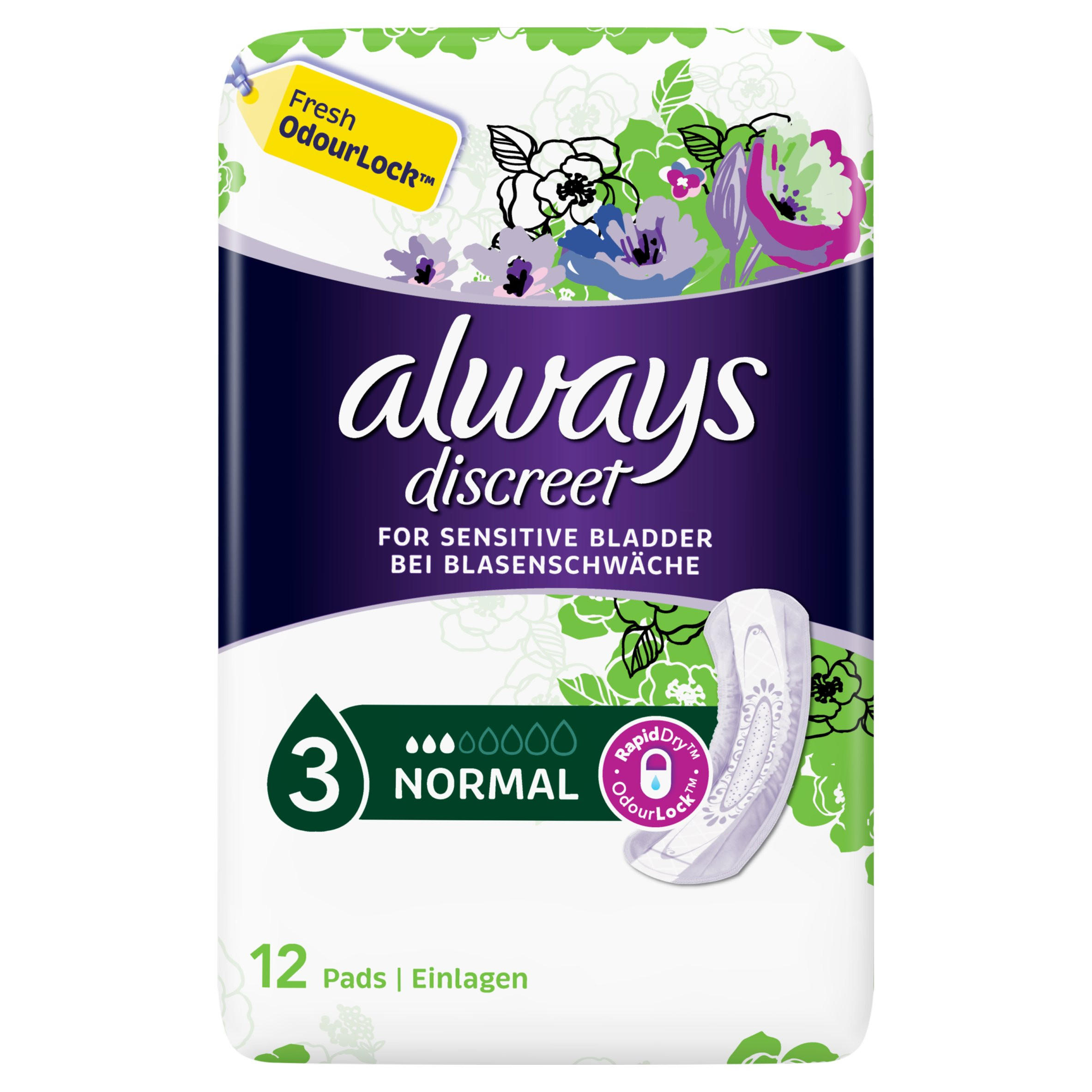 Always Discreet Incontinence Pads Normal For Sensitive Bladder 12