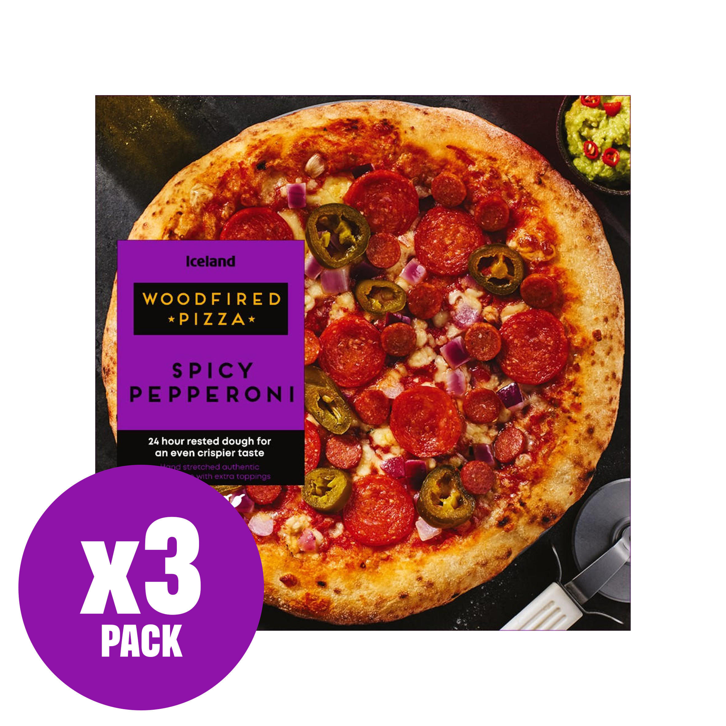 Iceland Woodfired Spicy Pepperoni x3 375g (Triple Pack)