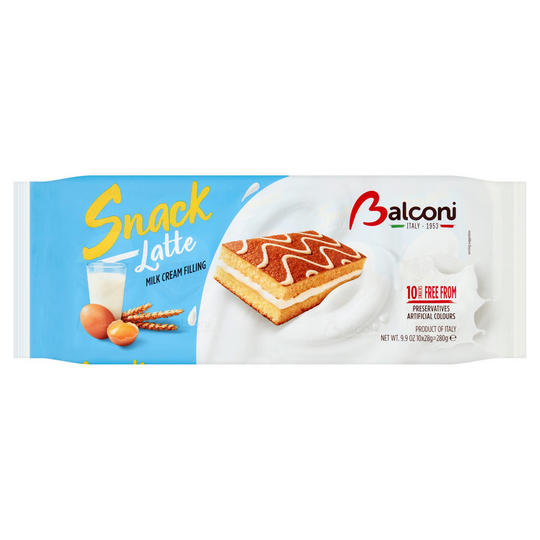 Balconi Snack Latte Milk Cream Filling 10 x 28g (280g)