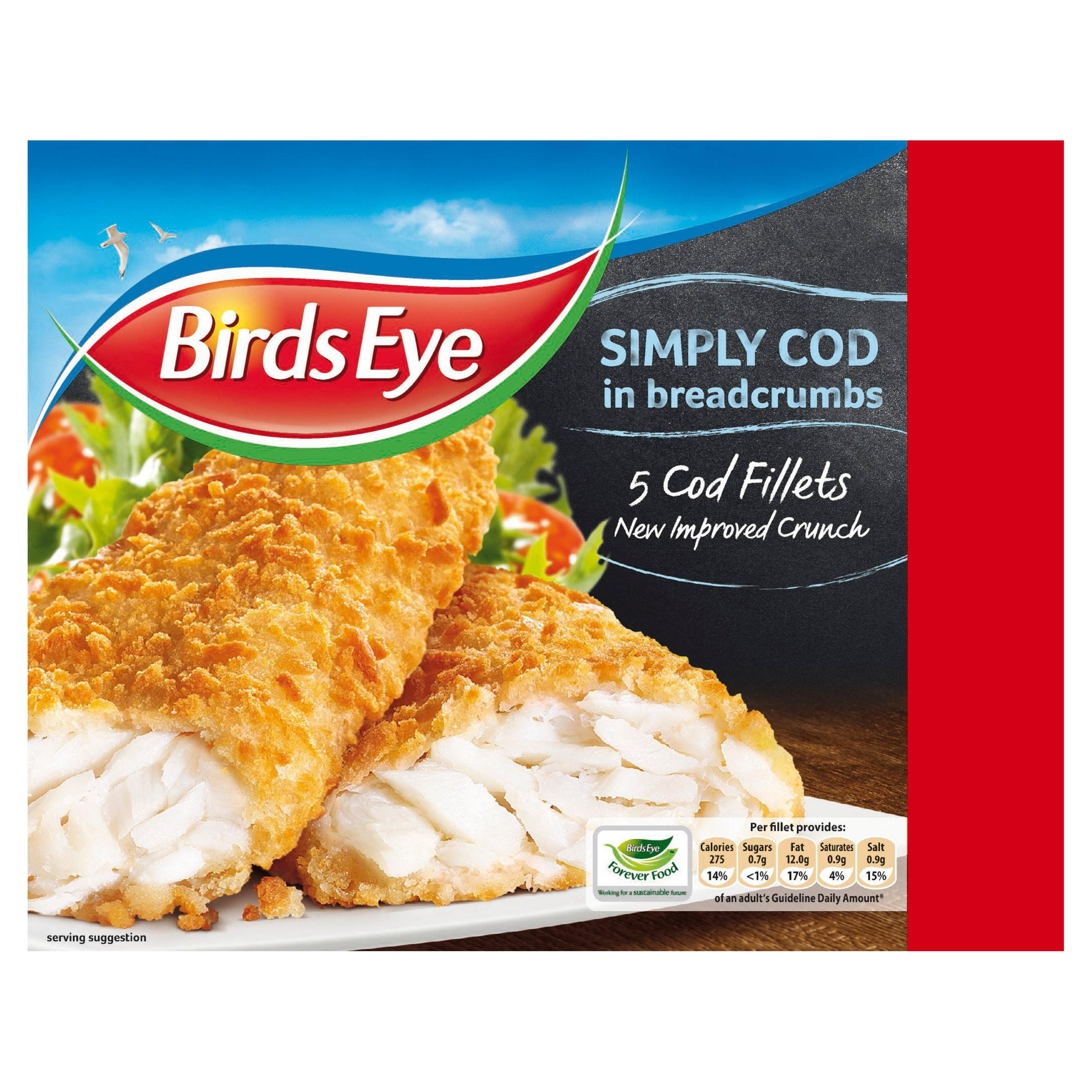 Birds Eye Simply Cod in Breadcrumbs 5 Cod Fillets 600g Battered