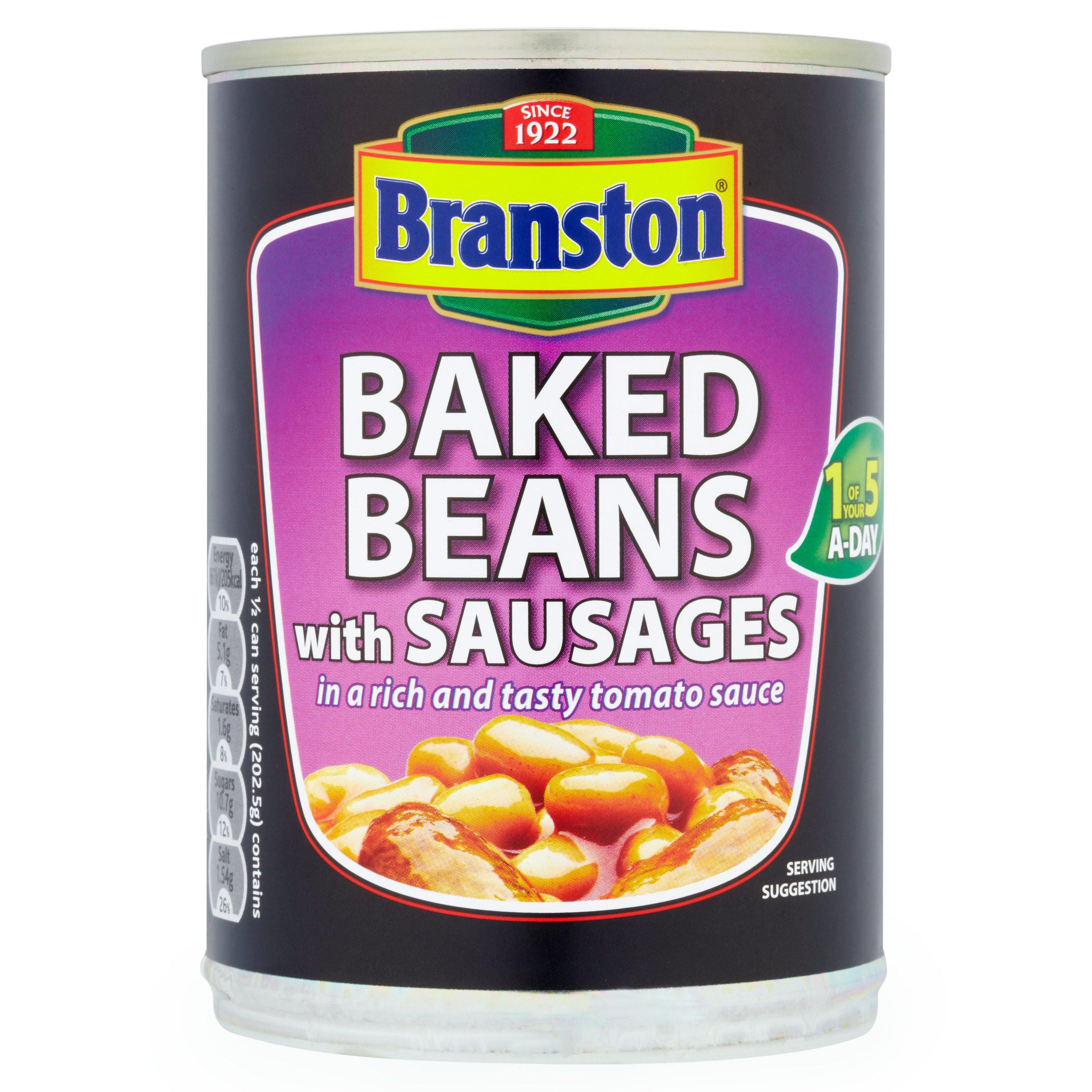 Branston Baked Beans with Sausages 405g Tinned Beans, Spaghetti