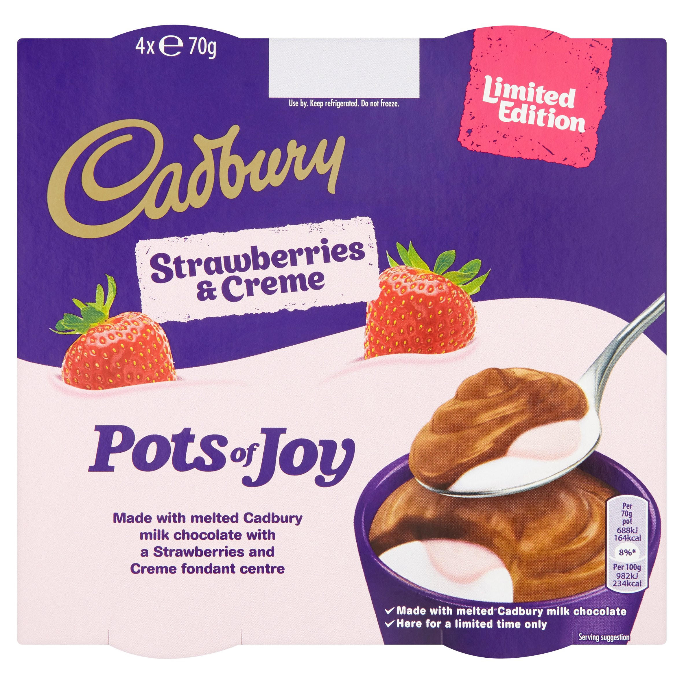 Cadbury Limited Edition Pots of Joy Strawberries & Creme 4 x 70g