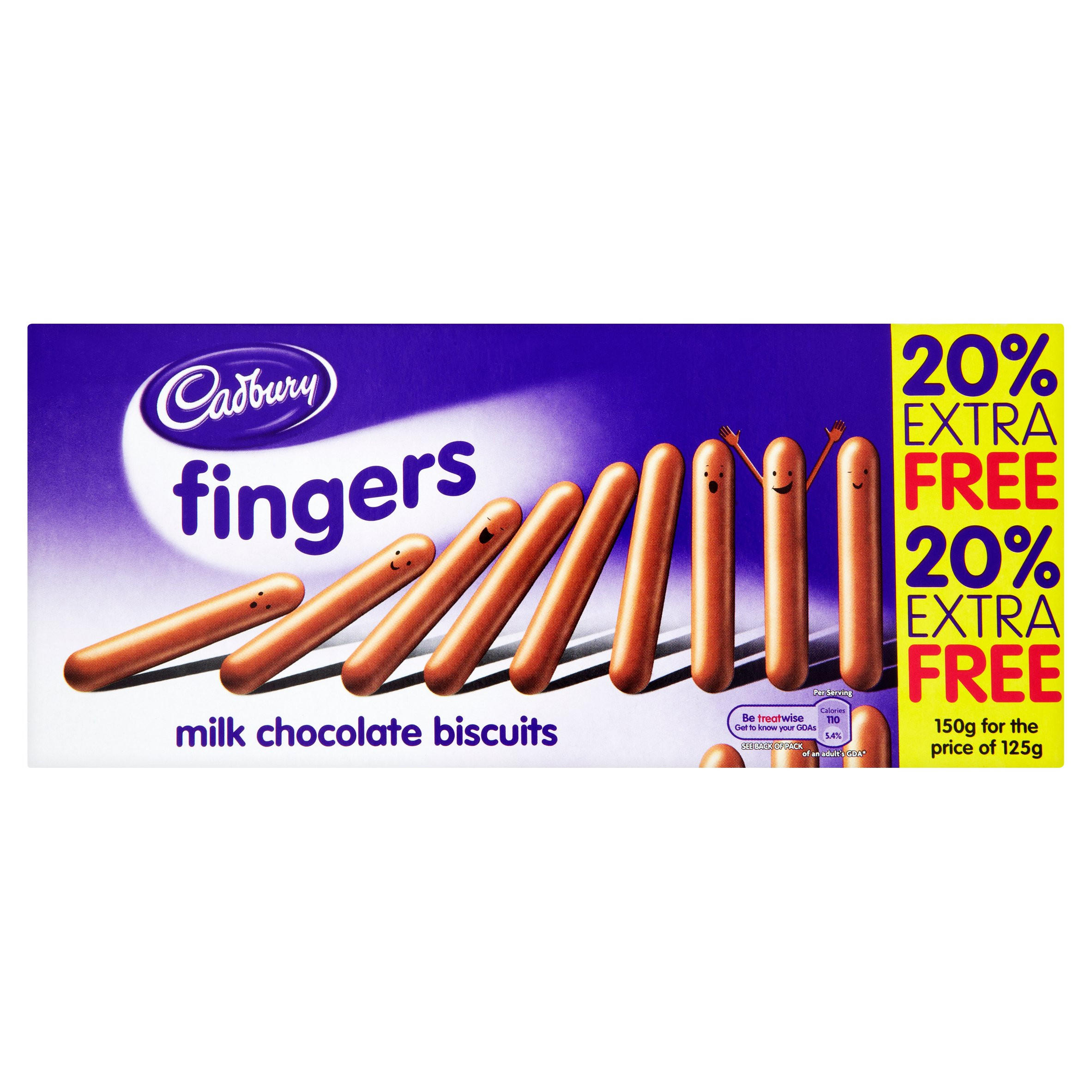 Cadbury Fingers Milk Chocolate Biscuits 150g Chocolate Biscuits Iceland Foods