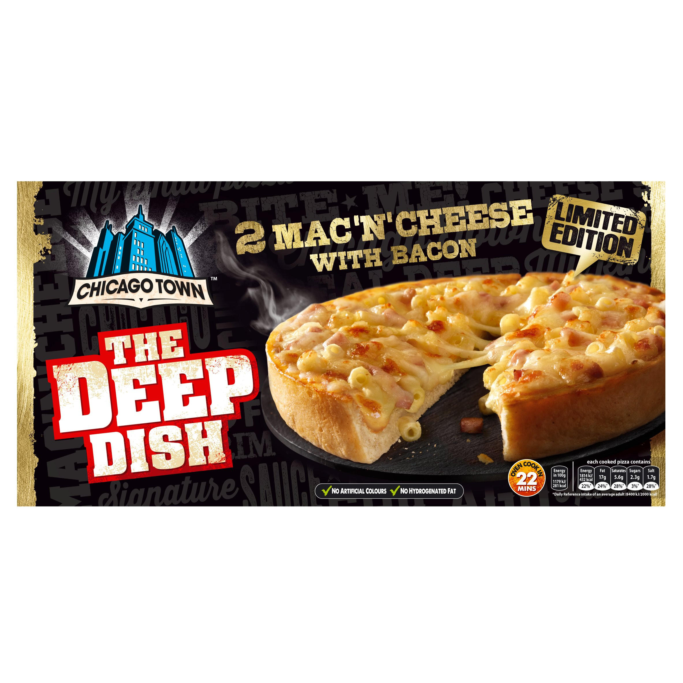 Chicago Town 2 Deep Dish Mac 'n' Cheese With Bacon Pizzas 320g ...