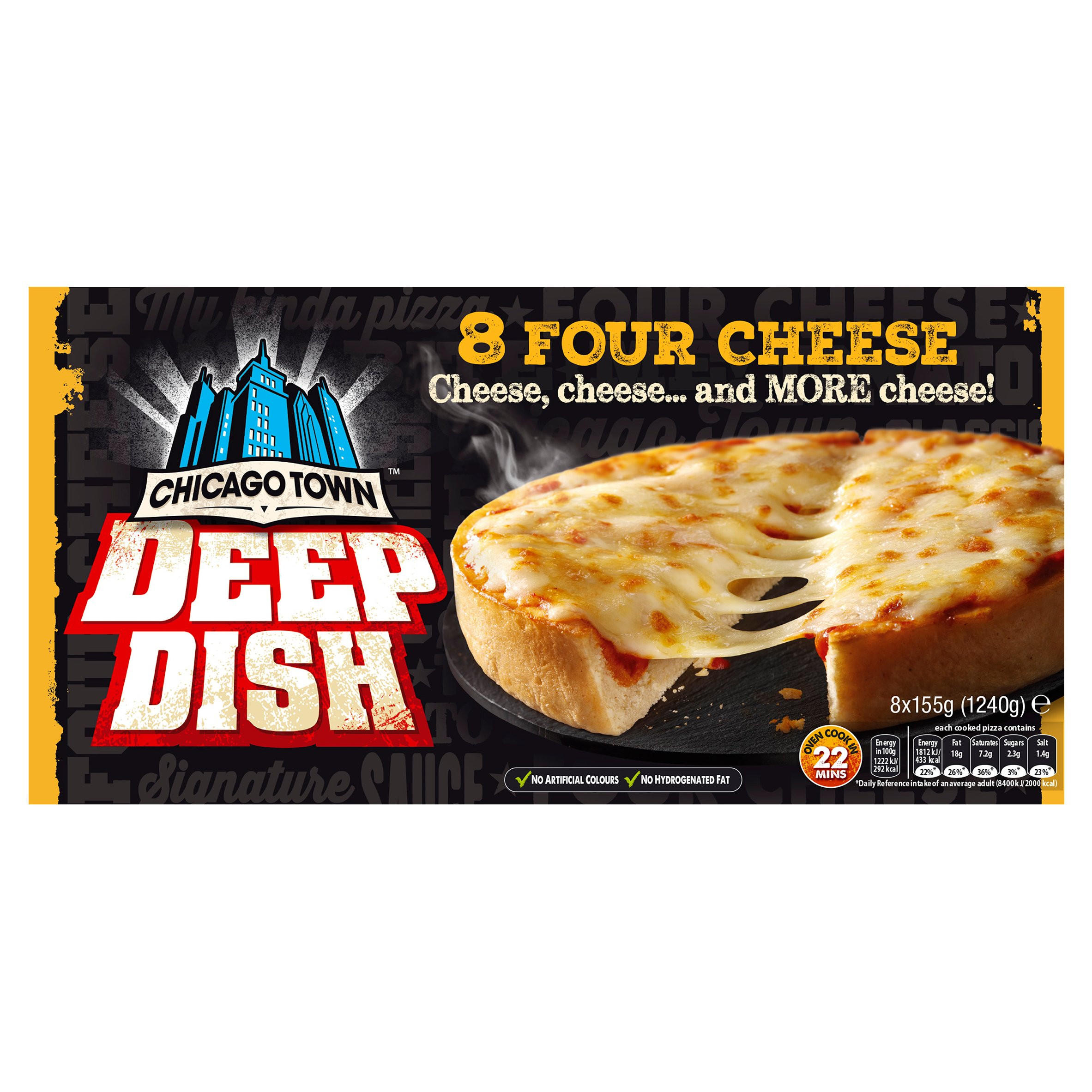 Chicago Town Deep Dish Four Cheese Pizzas 8 x 155g (1240g) Bigger