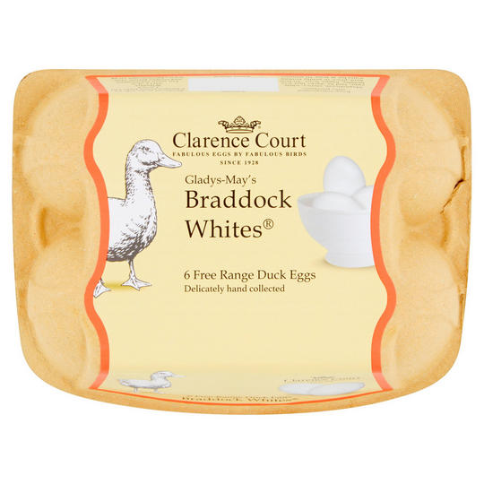 Clarence Court Gladys-May's Braddock Whites 6 Free Range Duck Eggs