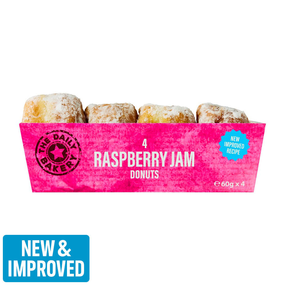 The Daily Bakery 4pk Jam Donuts The Daily Bakery Iceland Foods