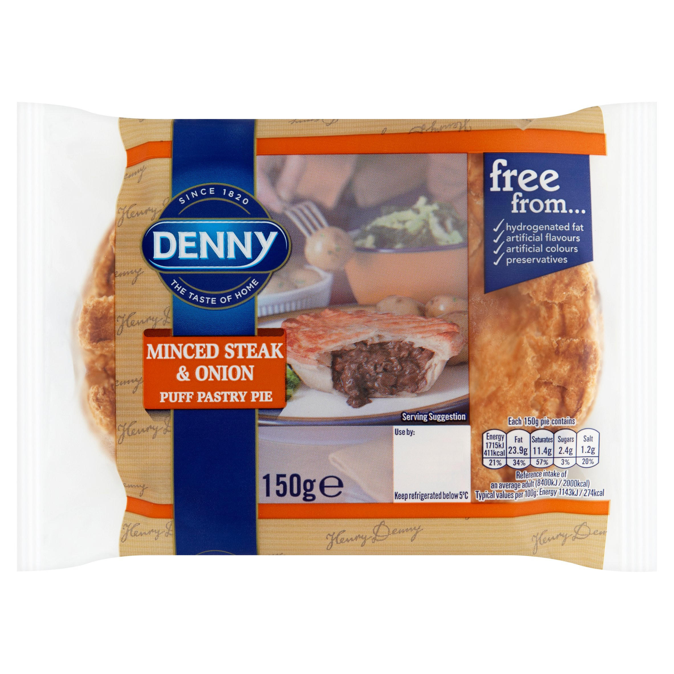 Denny Minced Steak & Onion Puff Pastry Pie 150g Pies & Quiches