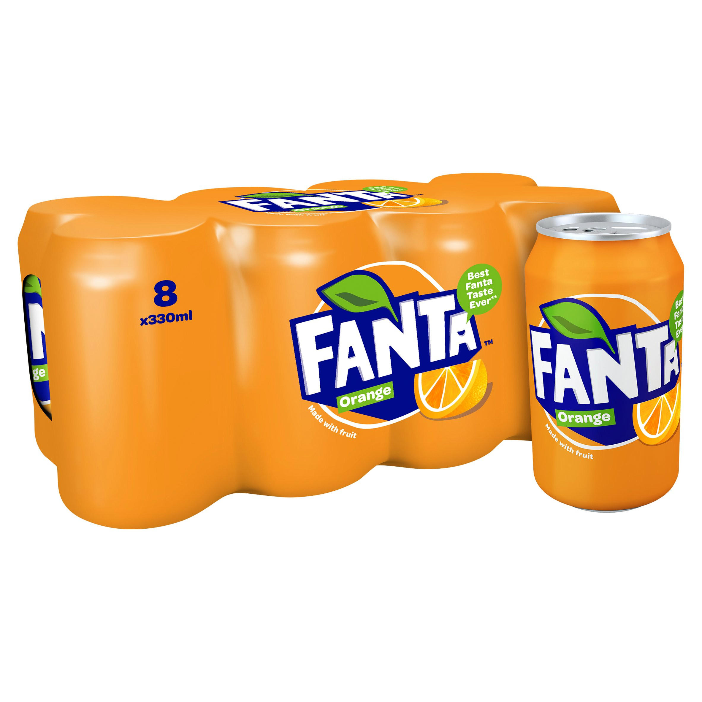 Fanta Orange 8 x 330ml | Orange and Fruit Flavoured | Iceland Foods