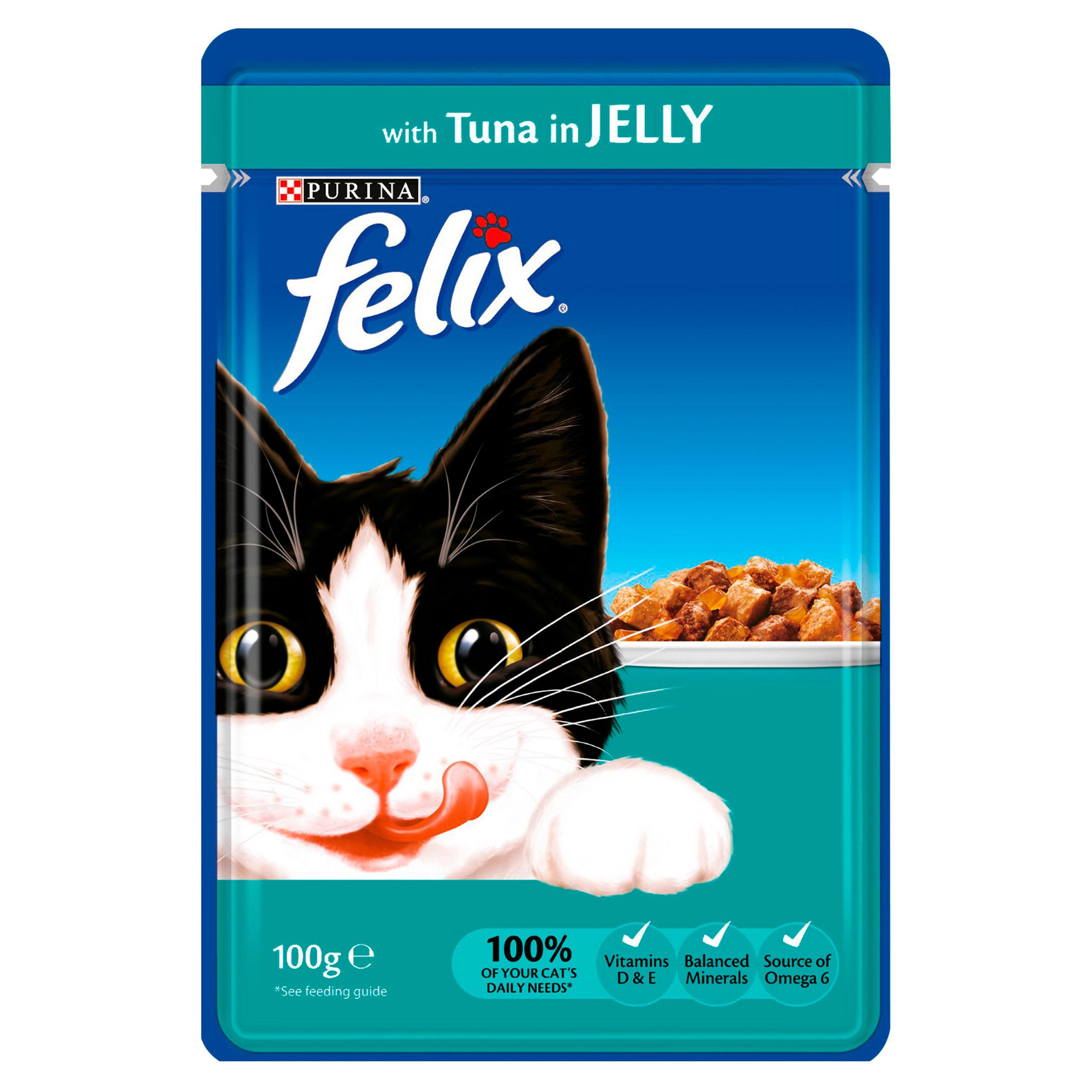 Felix Cat Food Pouch with Tuna in Jelly 100g | Cat Food ...