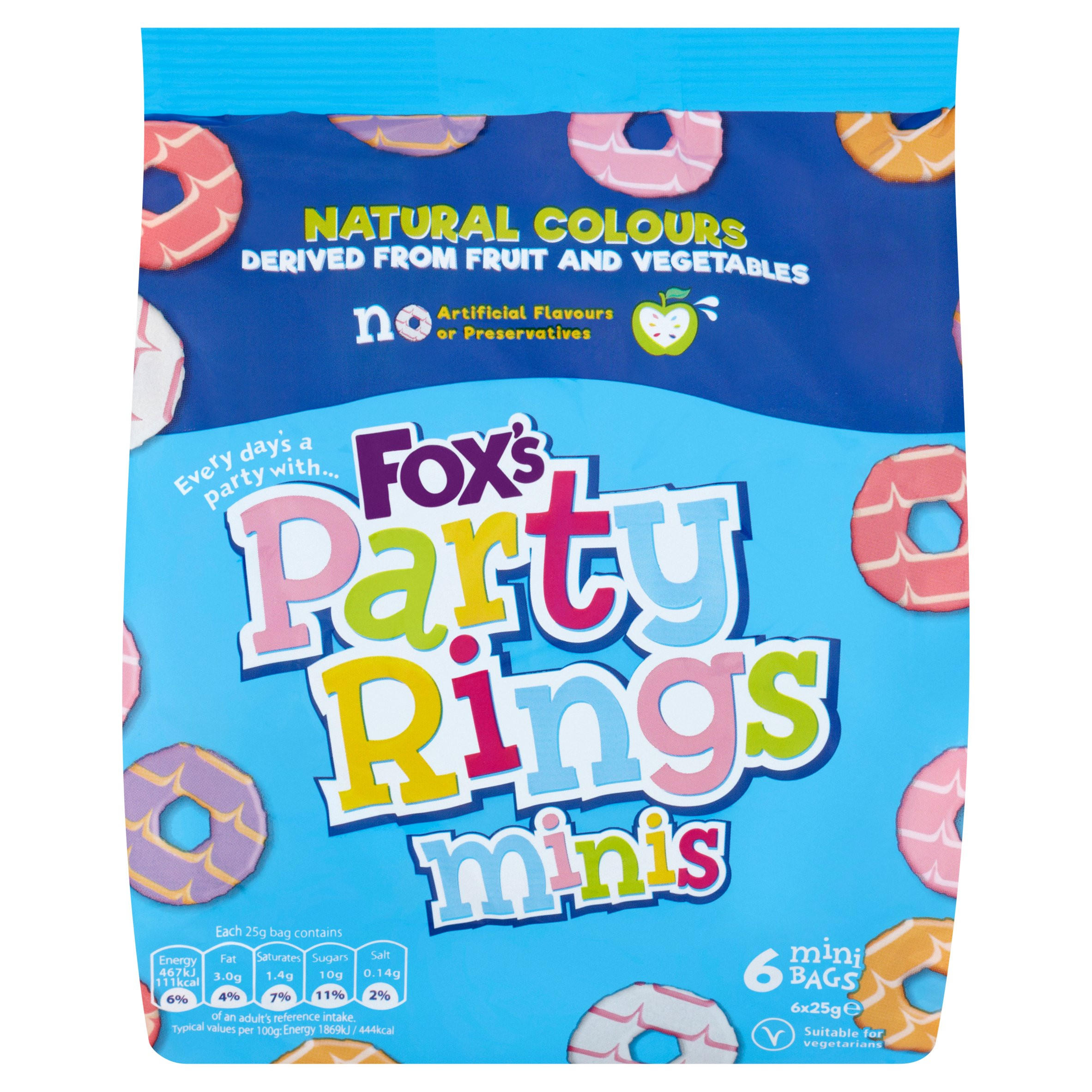Fox's Party Rings Minis 6 x 25g | Sweet Biscuits | Iceland Foods