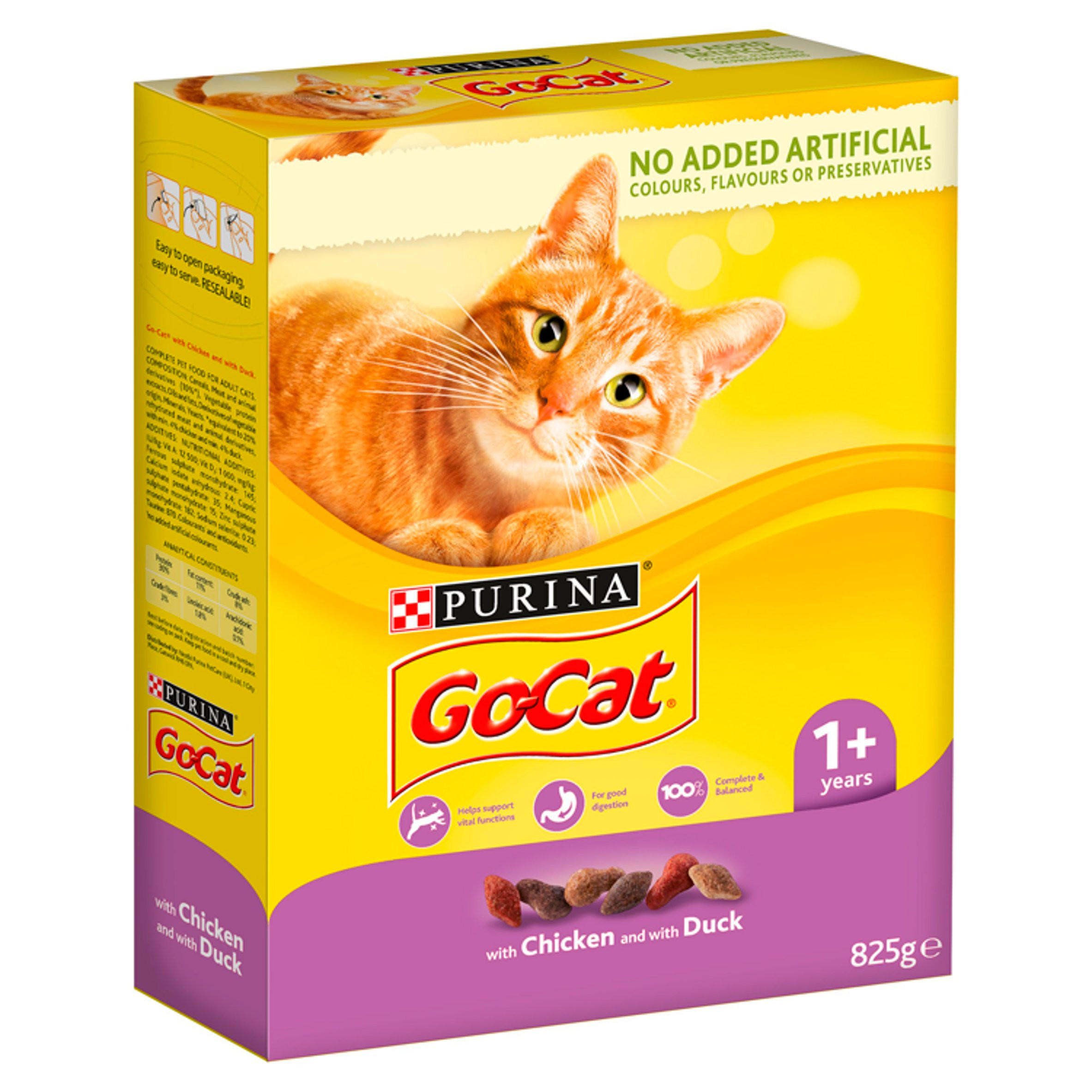 Go-Cat Adult Dry Cat Food Chicken and Duck 825g | Cat Food ...