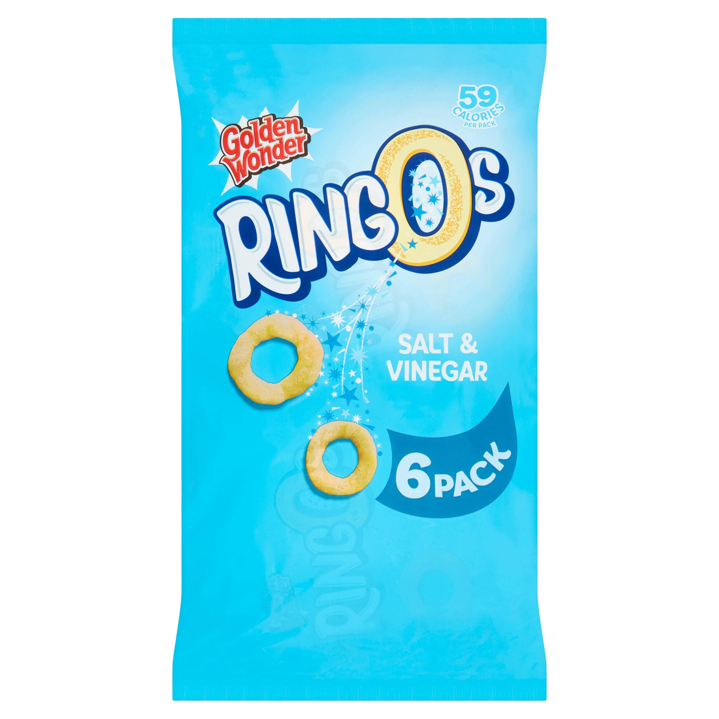 Golden Wonder Ringos Salt & Vinegar 6 x 12.5g (75g) | Multipack Crisps ...