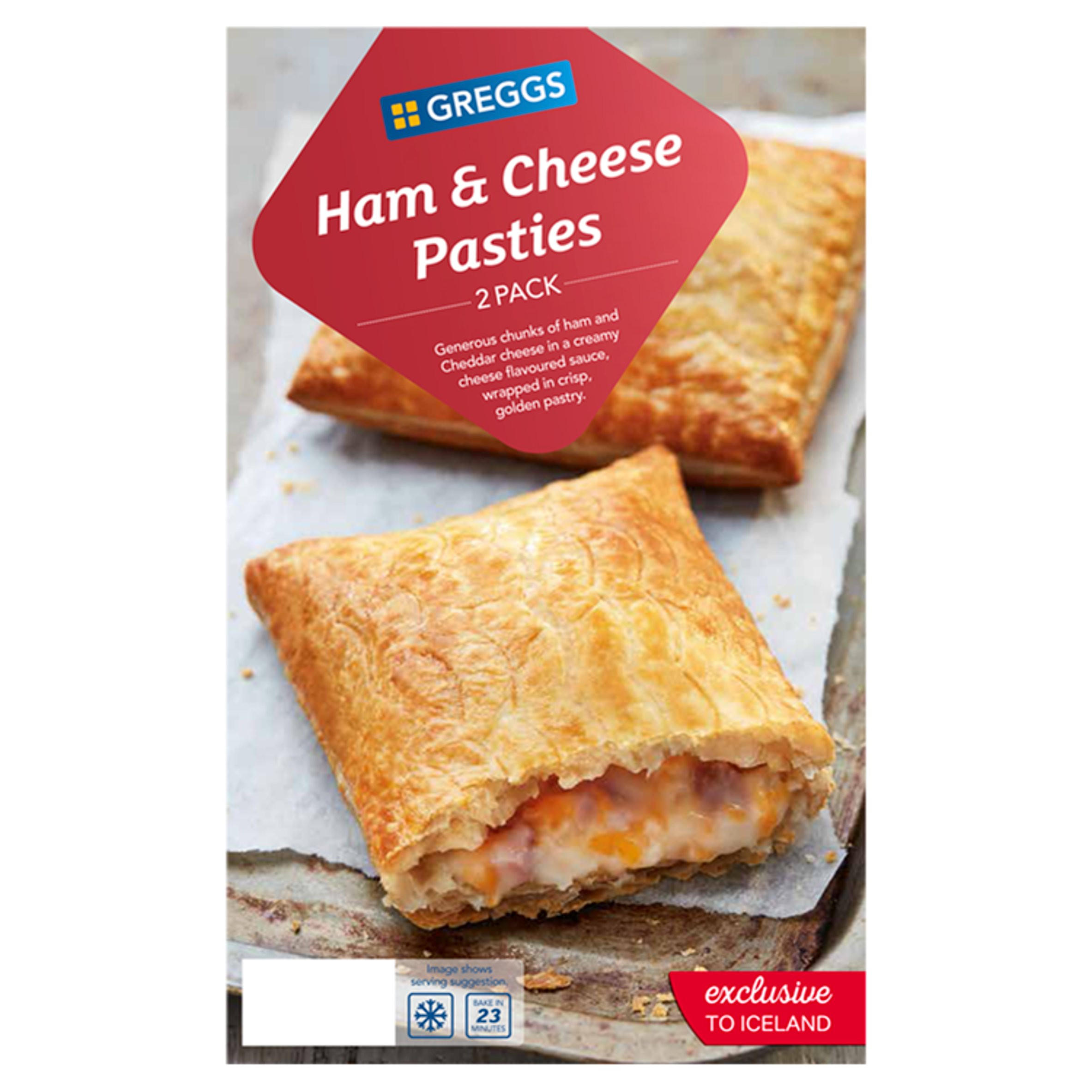 Greggs 2 Ham & Cheese Pasties 288g | Greggs | Iceland Foods
