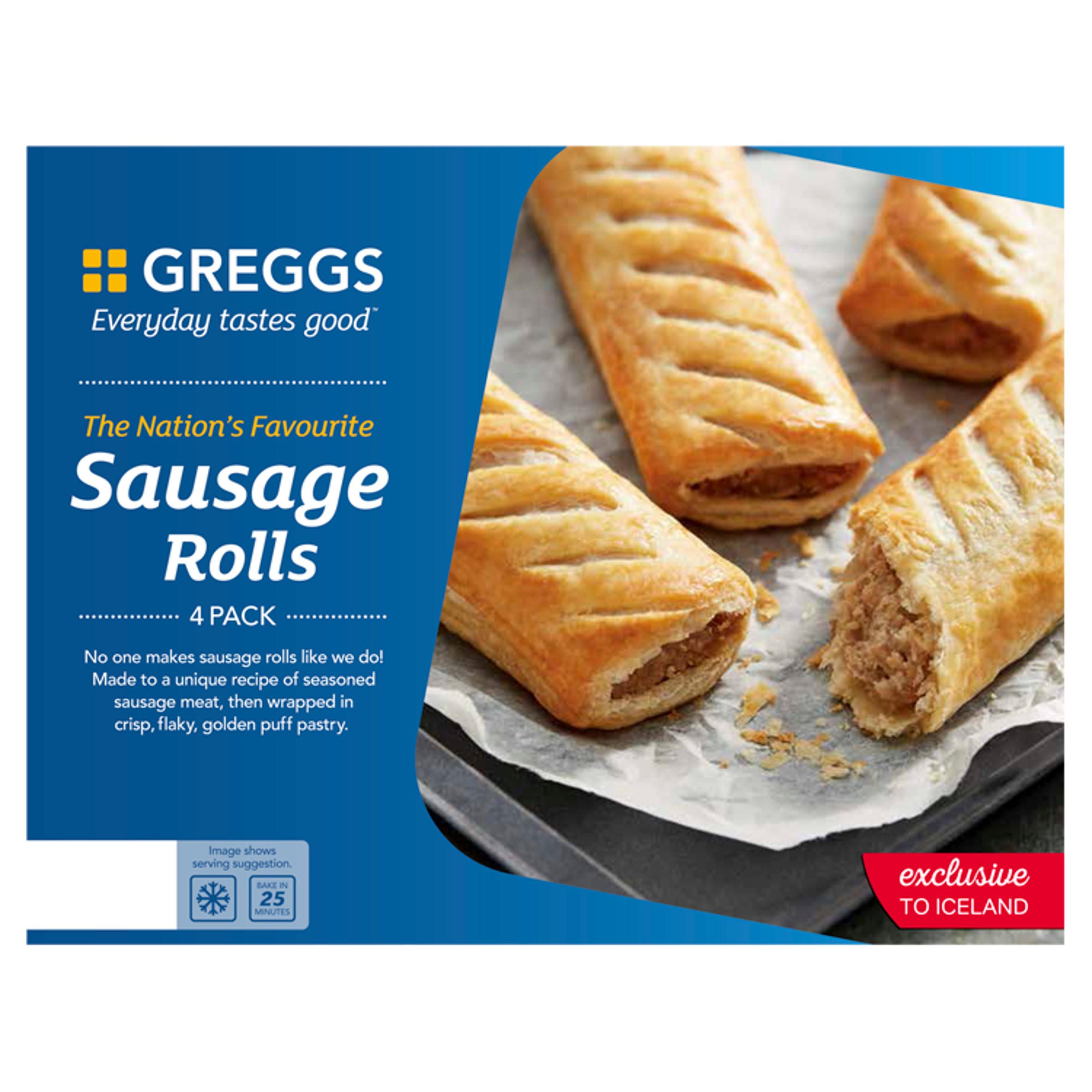Greggs 4 Sausage Rolls 427g | Greggs | Iceland Foods