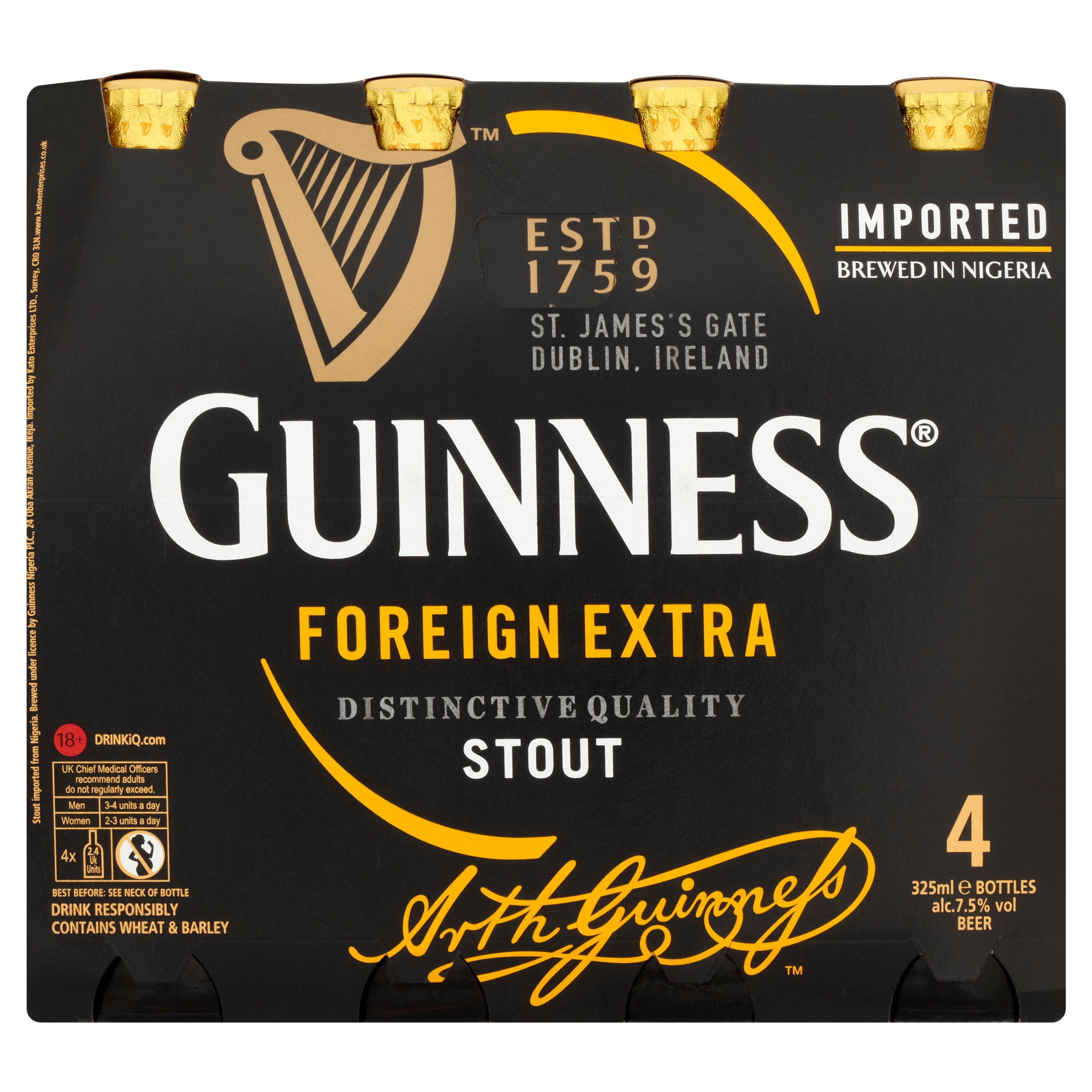 Guinness Foreign Extra Stout 4 x 325ml Beer Iceland Foods