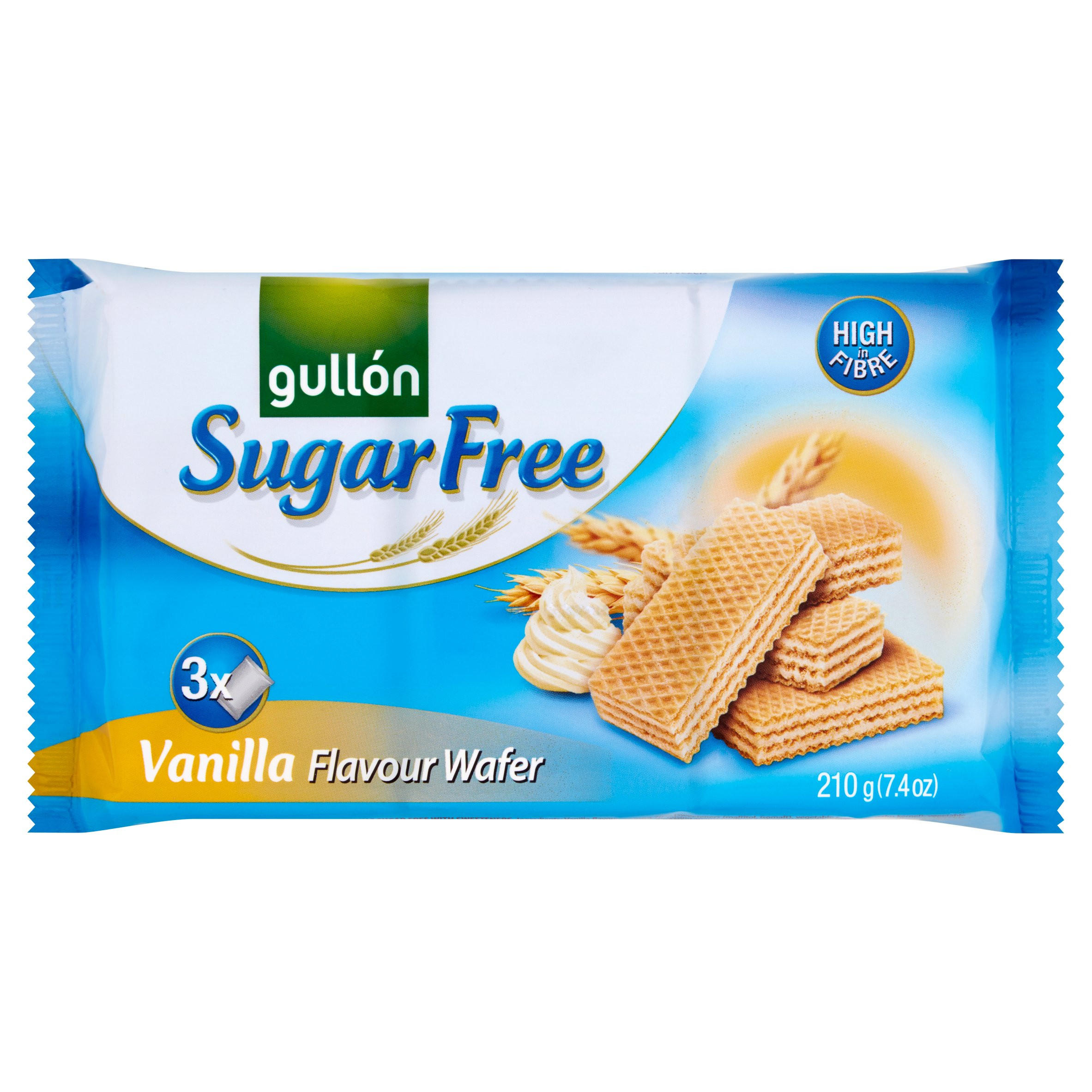 Gullón Sugar Free Vanilla Flavour Wafer 3 x 70g (210g) | Sweet Biscuits