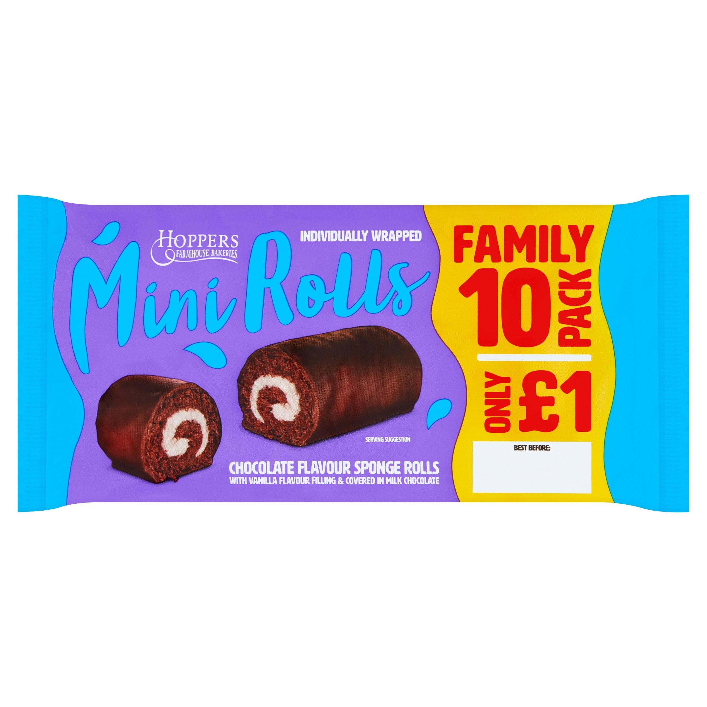 Hoppers Farmhouse Bakeries Chocolate Flavour Sponge Rolls Mini Rolls