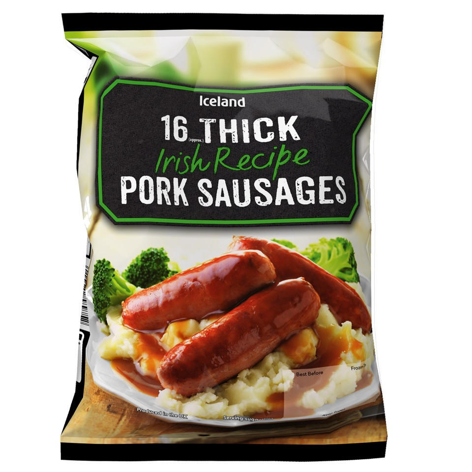 Iceland 14 (approx.) Thick Irish Recipe Pork Sausages 700g