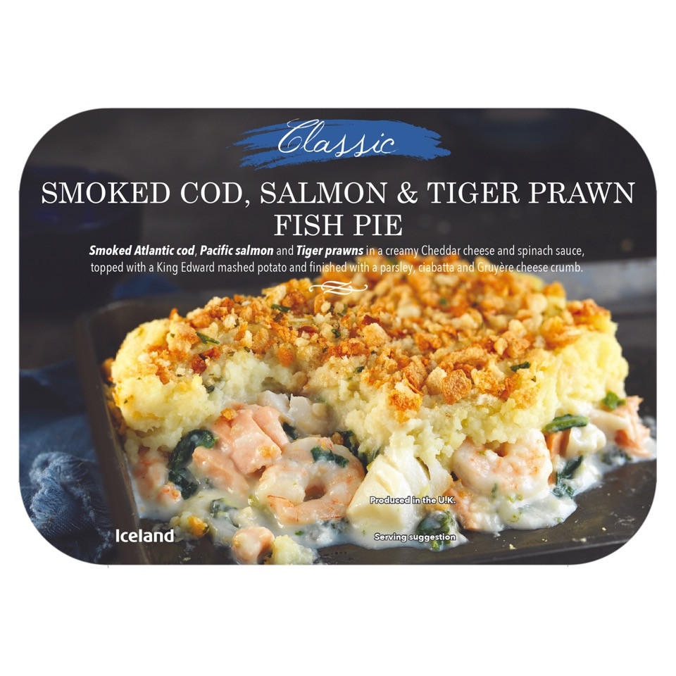 Iceland Luxury Salmon, King Prawn & Smoked Haddock Fish Pie 460g