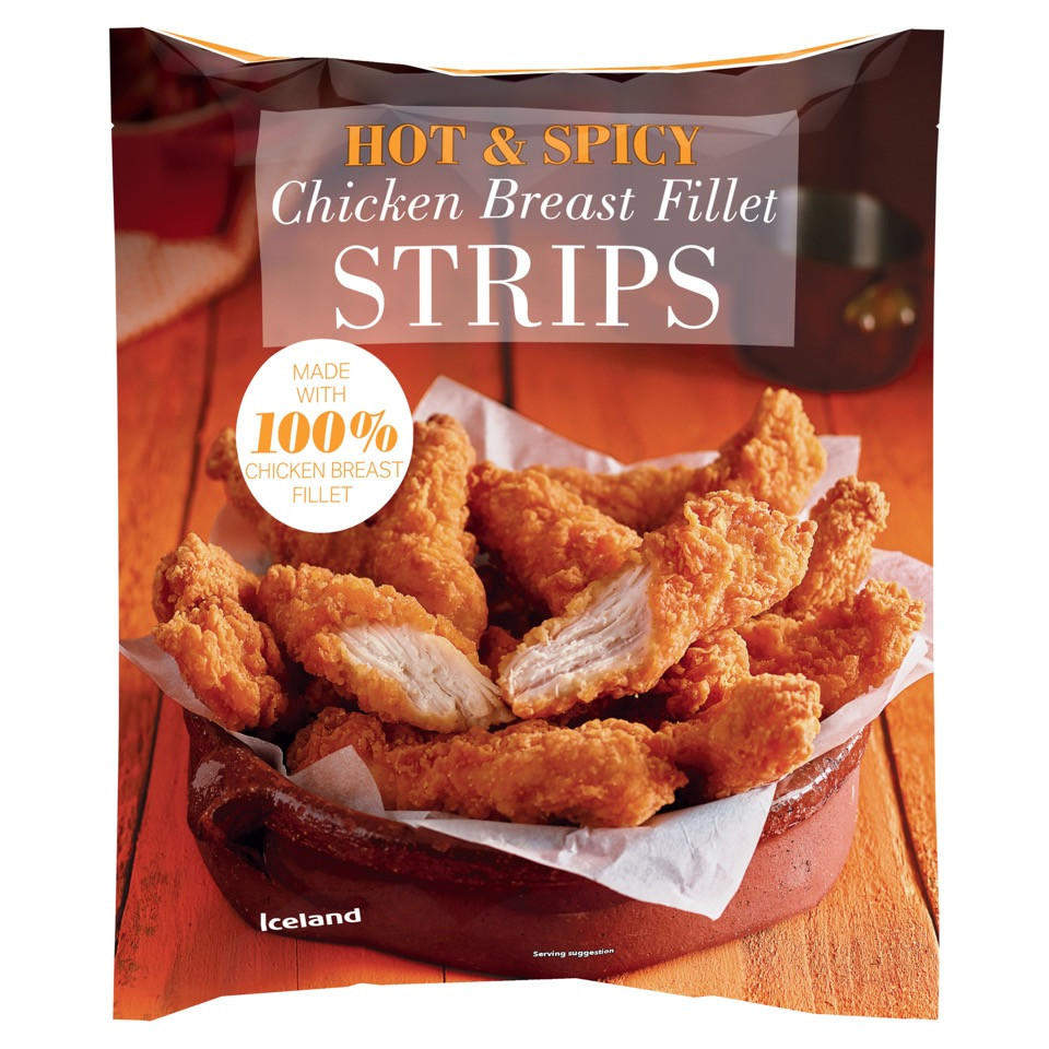 Iceland Hot and Spicy Chicken Breast Fillet Strips 600g
