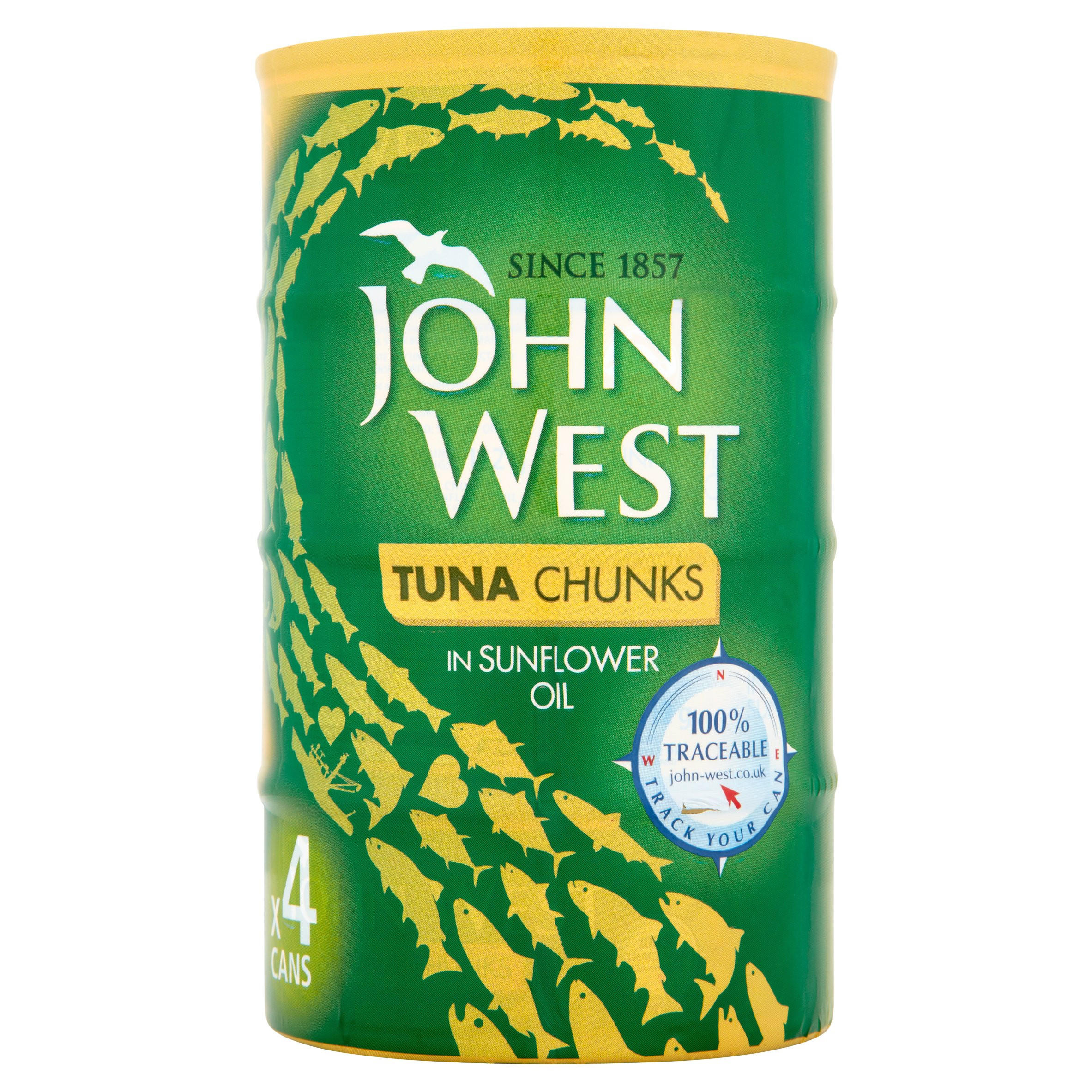 John West Tuna Chunks in Sunflower Oil 4 x 160g Tinned Fish & Seafood Iceland Foods