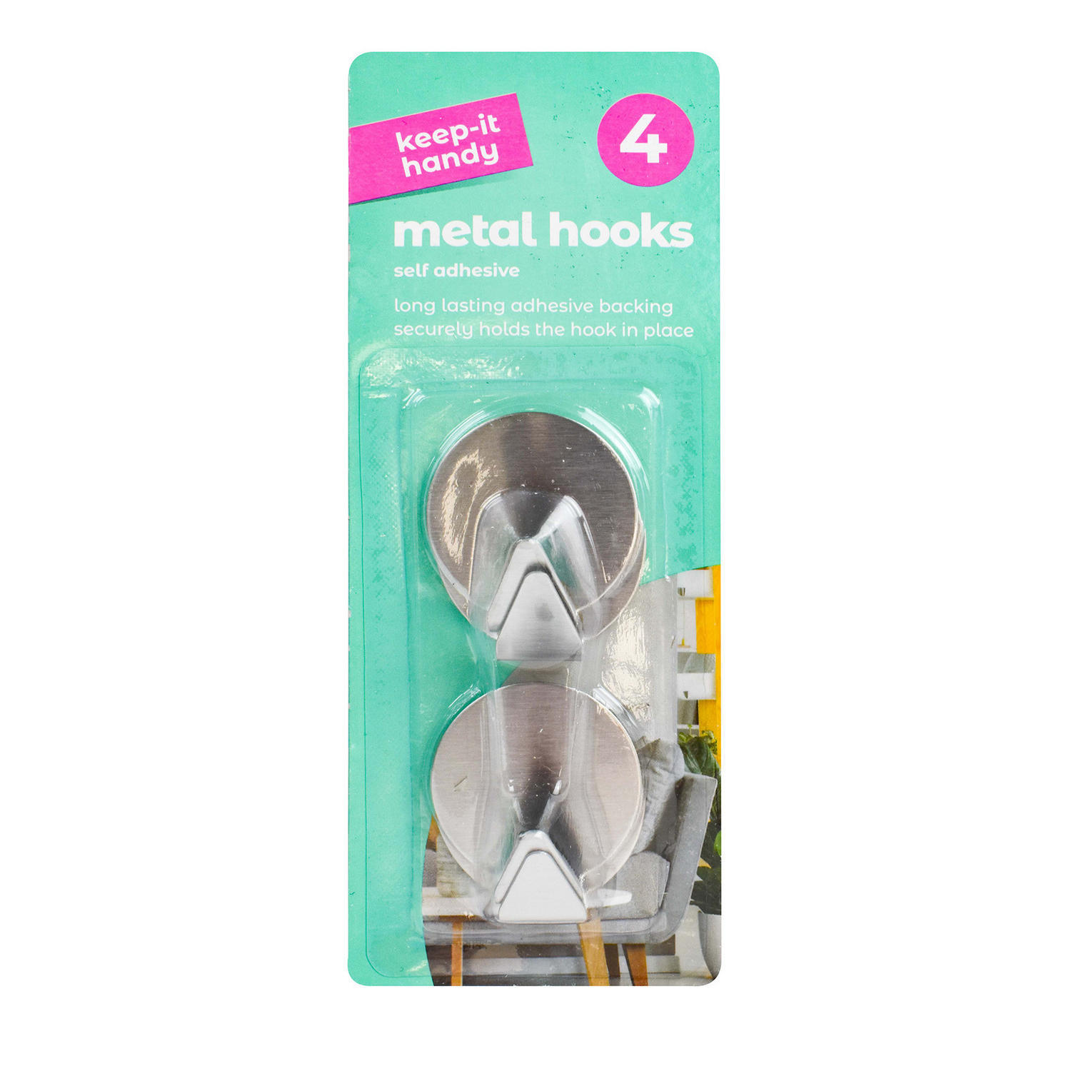 Keep It Handy Self Adhesive Metal Hooks 4 Pack Home Accessories