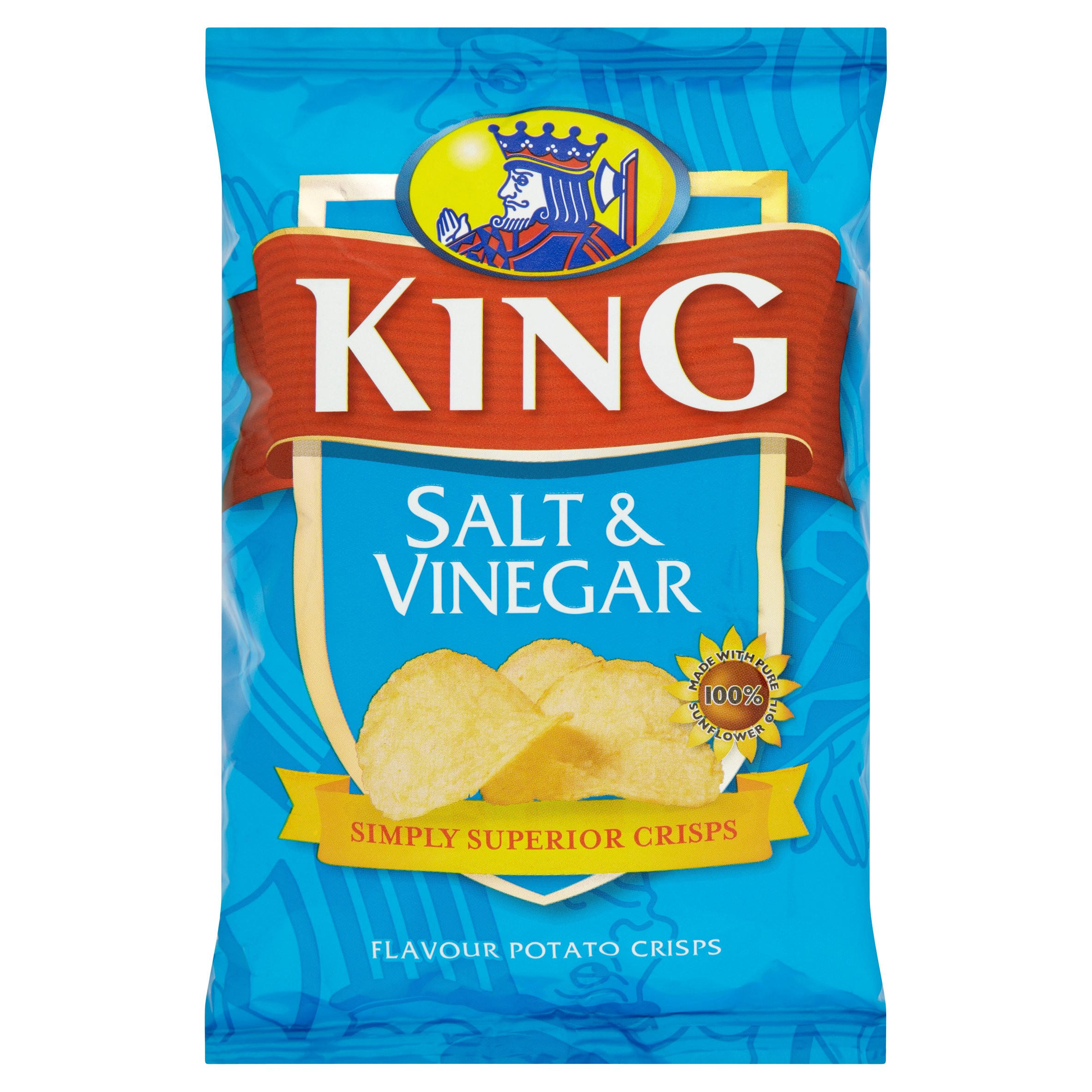 King Salt & Vinegar Flavour Potato Crisps 37g | Sharing Crisps ...