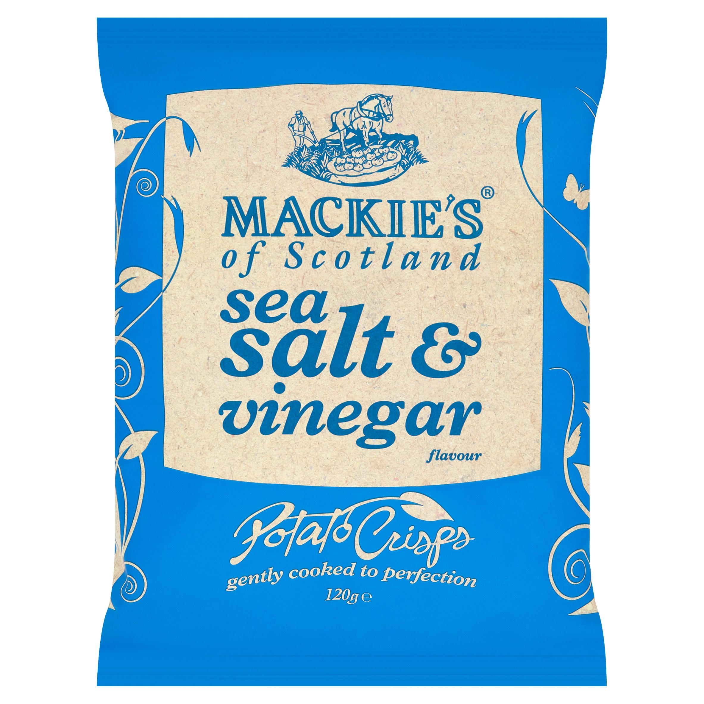 Mackie's of Scotland Sea Salt & Vinegar Flavour Potato Crisps 120g, folic acid free