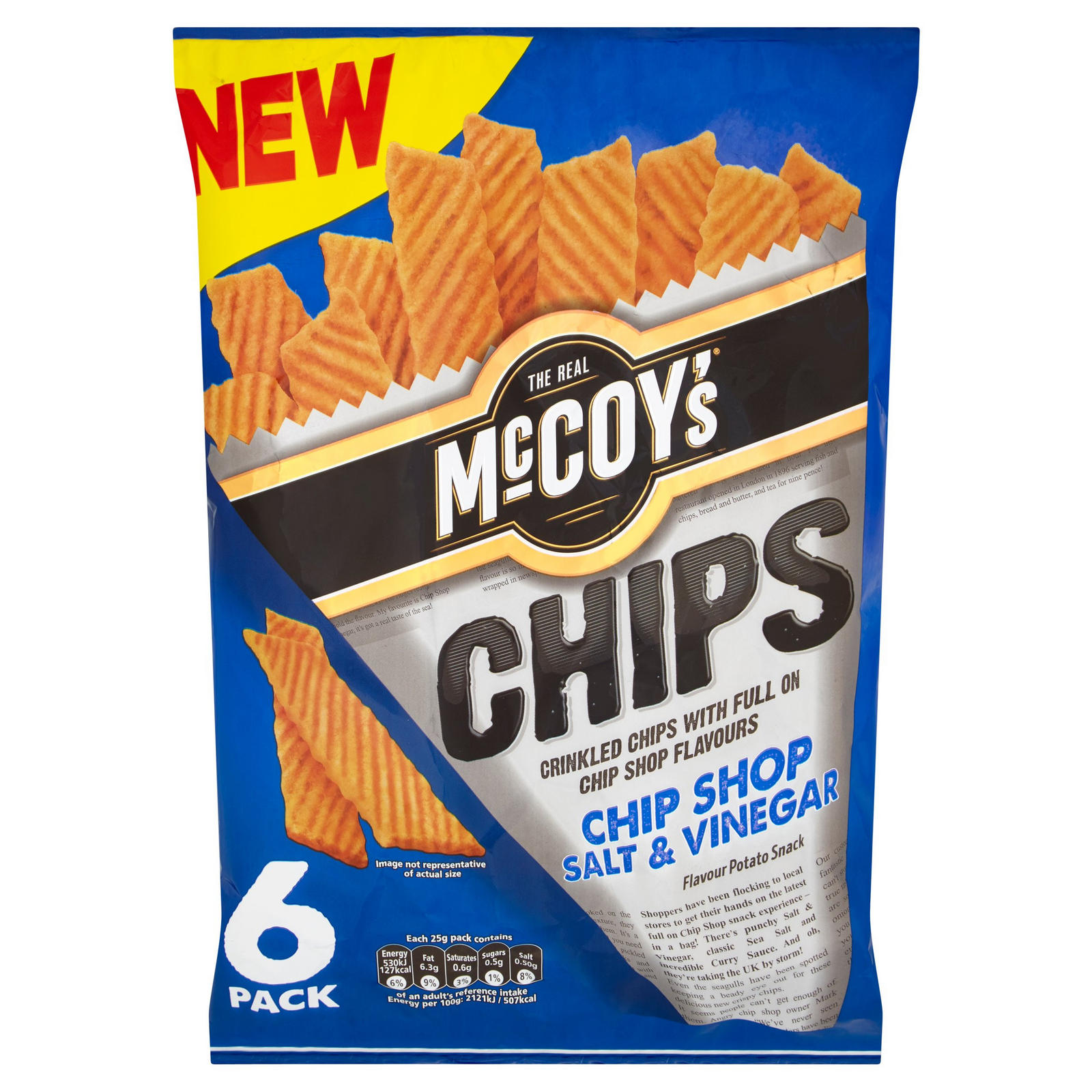 McCoy's Chip Shop Salt & Vinegar Flavour Potato Snack 6 x 25g Multipack Crisps Iceland Foods McCoy's Chip Shop Salt & Vinegar Flavour Potato Snack 6 x 25g Multipack Crisps Iceland Foods