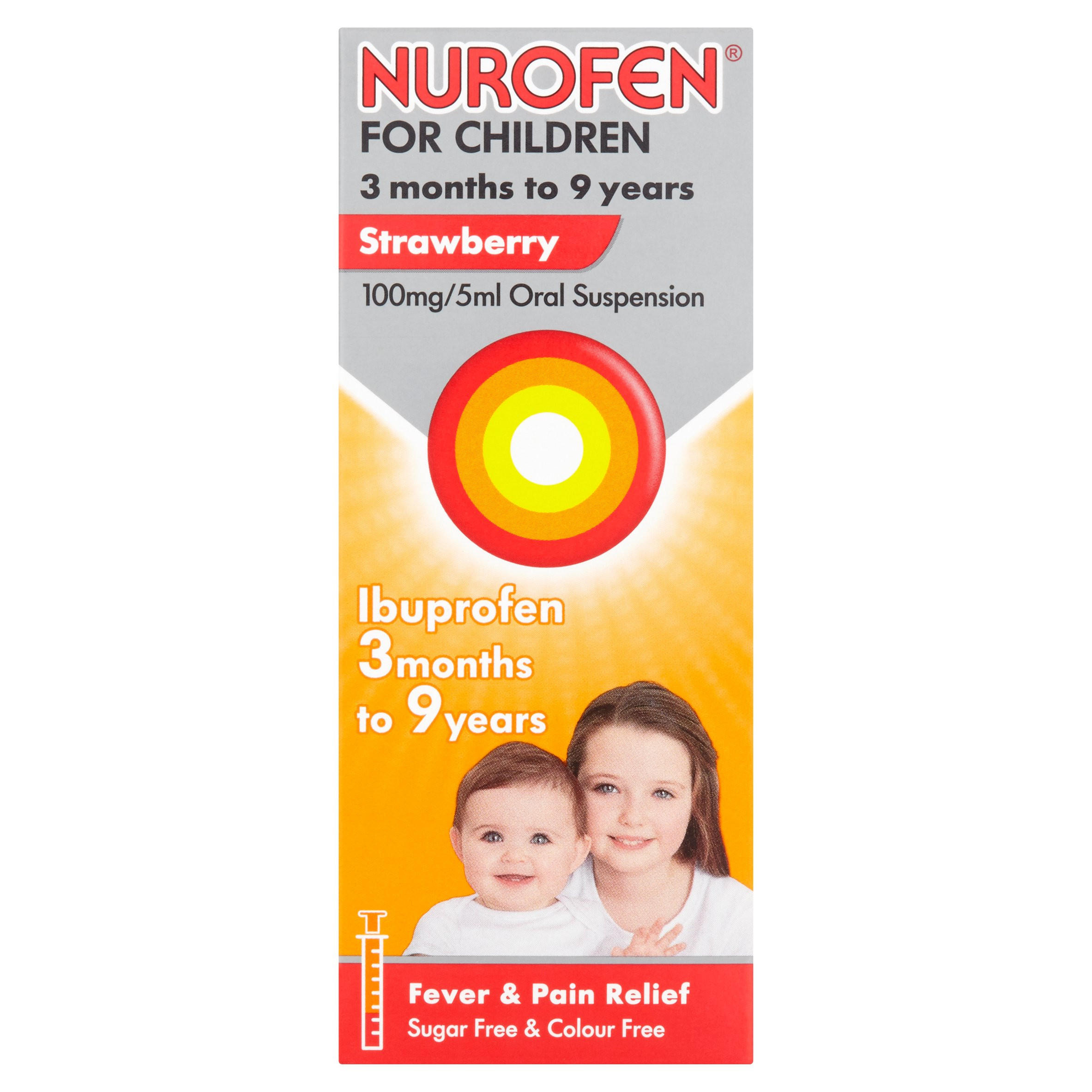 Nurofen for Children, Ibuprofen Liquid Max 9 Years, Strawberry, 100ml Baby & Toddler Iceland