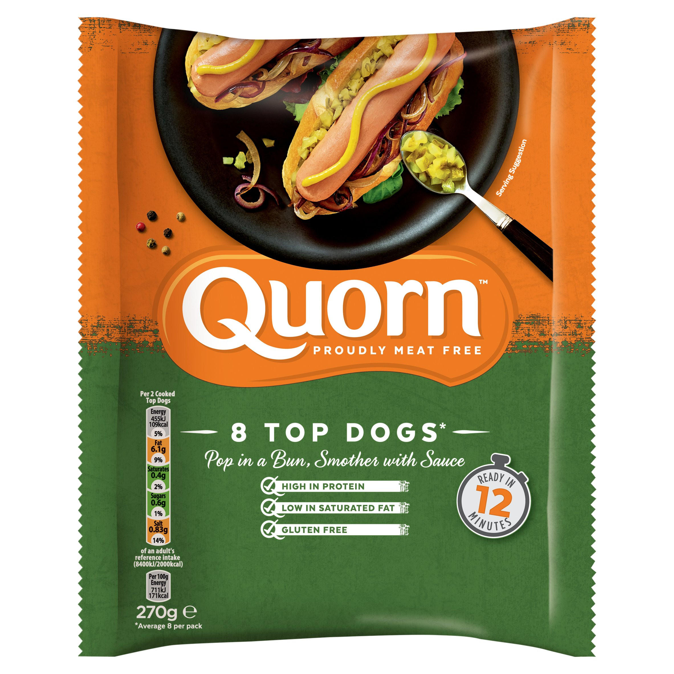 Quorn 8 Top Dogs 270g Vegetarian Iceland Foods