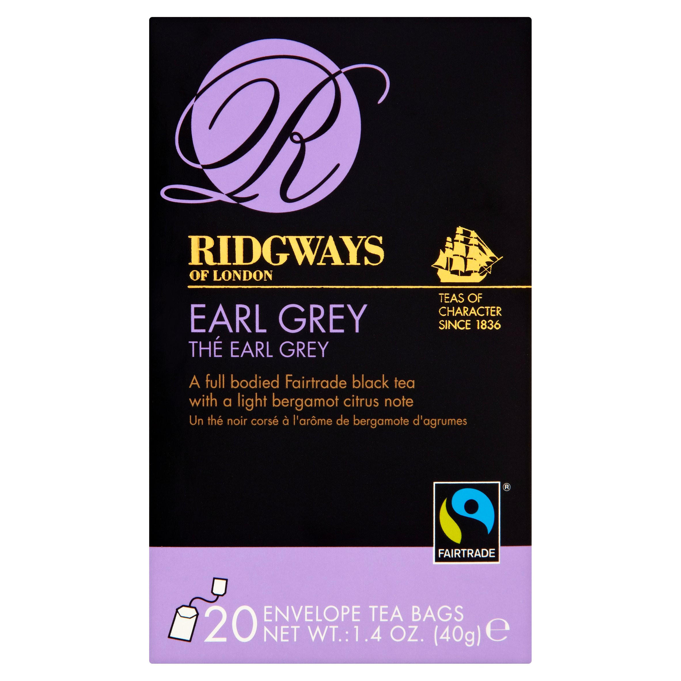 Ridgways of London Fairtrade Earl Grey 20 Envelope Tea Bags 40g