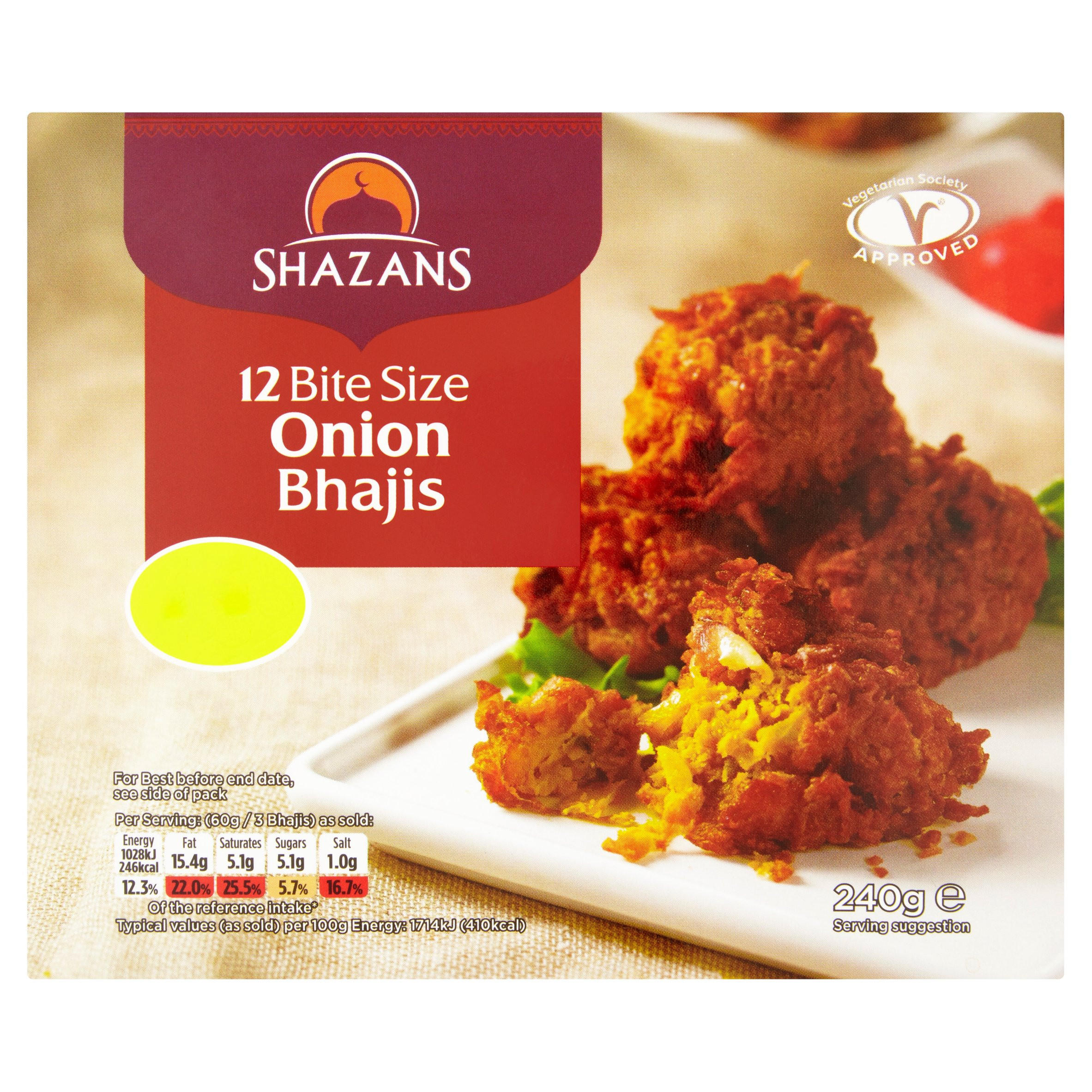 Shazans 12 Bite Size Onion Bhajis 240g Indian Iceland Foods