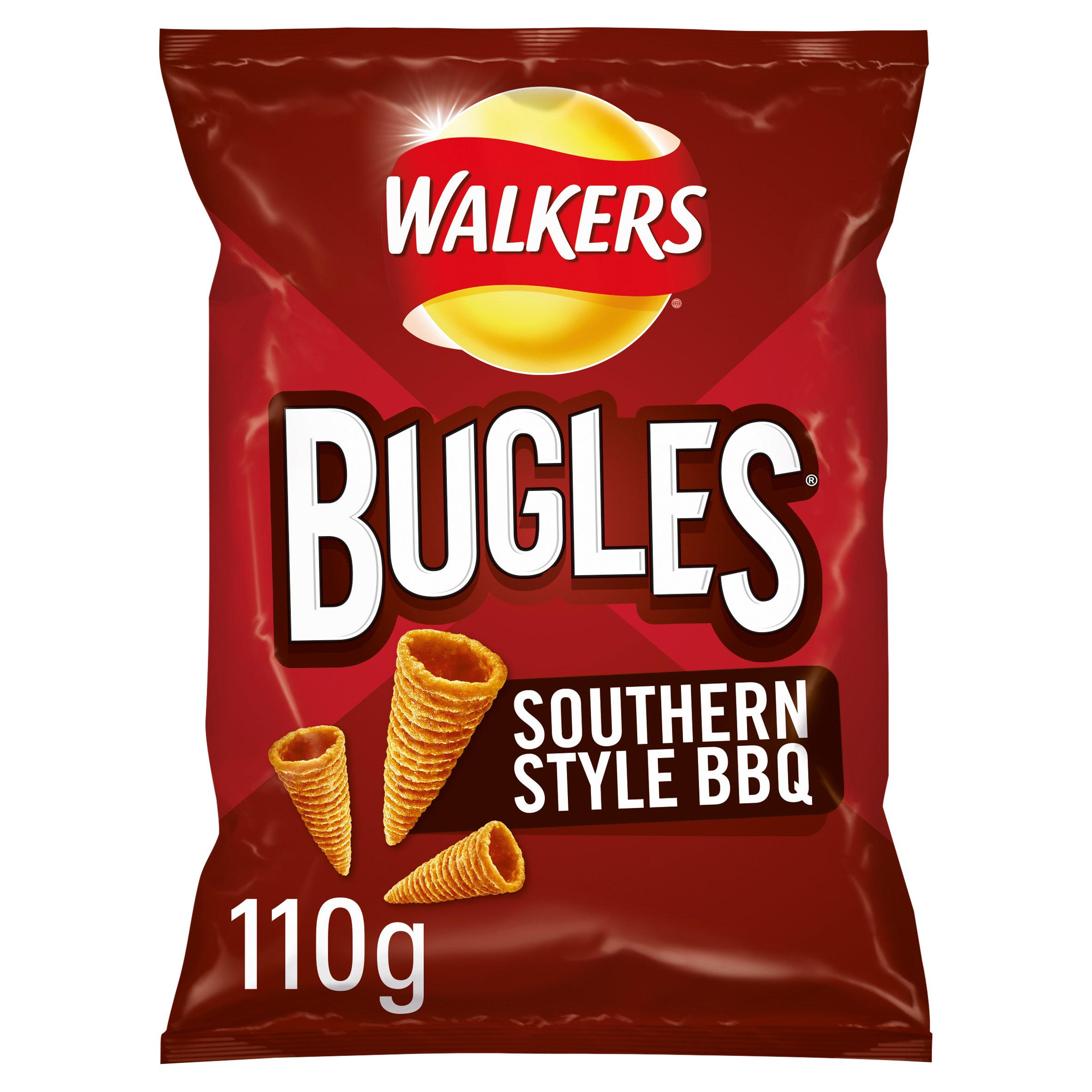 Walkers Bugles Southern Style BBQ Snacks 110g Sharing Crisps Walkers Bugles Southern Style BBQ Snacks 110g Sharing Crisps