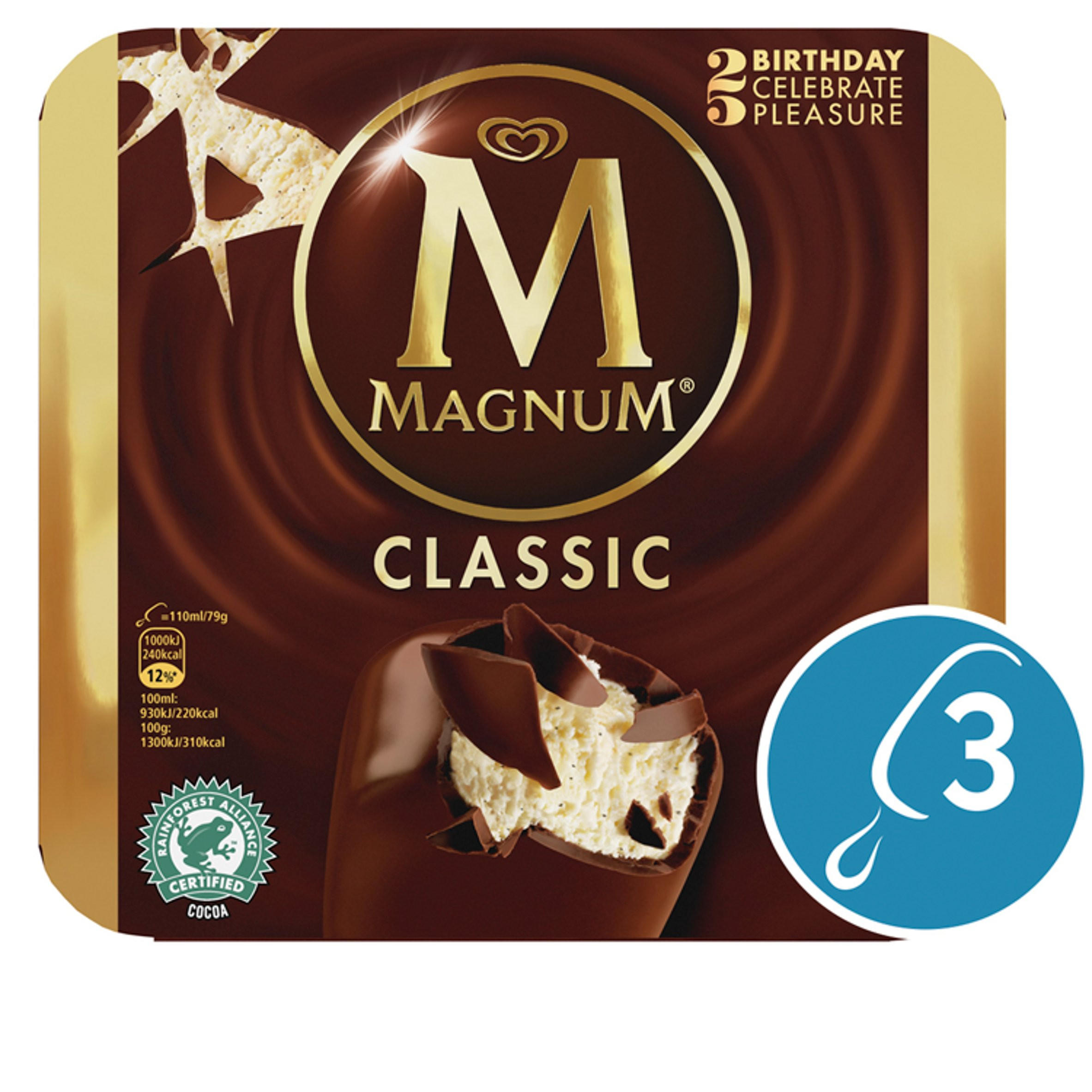 Magnum Classic Ice Cream 3 x 110ml | Ice Cream Cones, Sticks & Bars ...