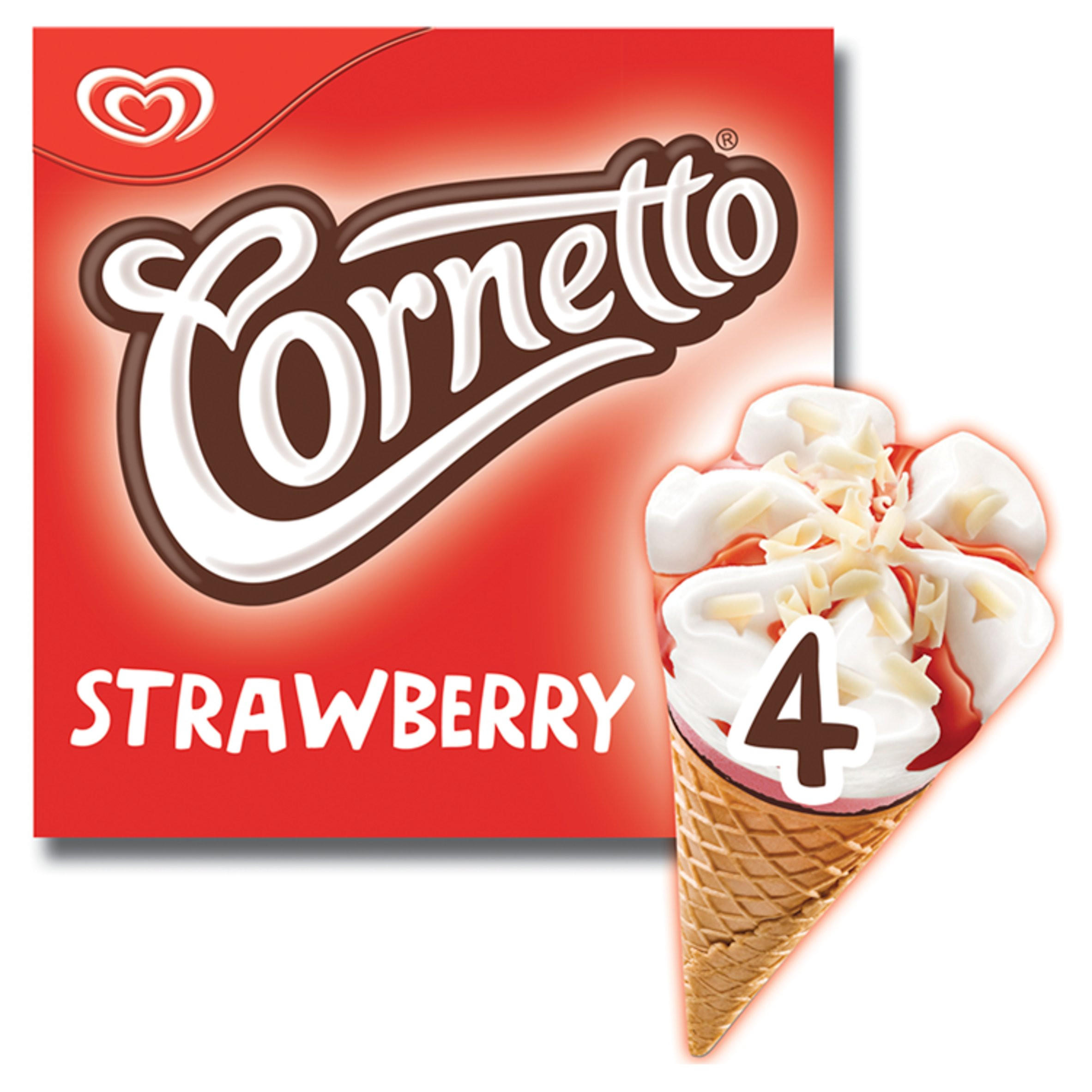 Cornetto Strawberry Ice Cream Cone 4 x 90ml | Ice Cream Cones, Sticks & Bars | Iceland Foods
