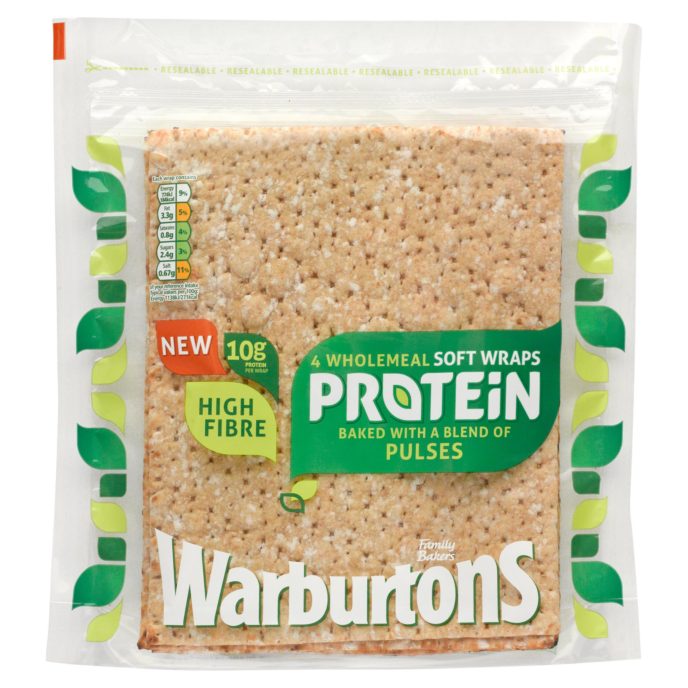 Warburtons 4 Pack Protein Wraps Wraps, Bagels, Pittas & Thins