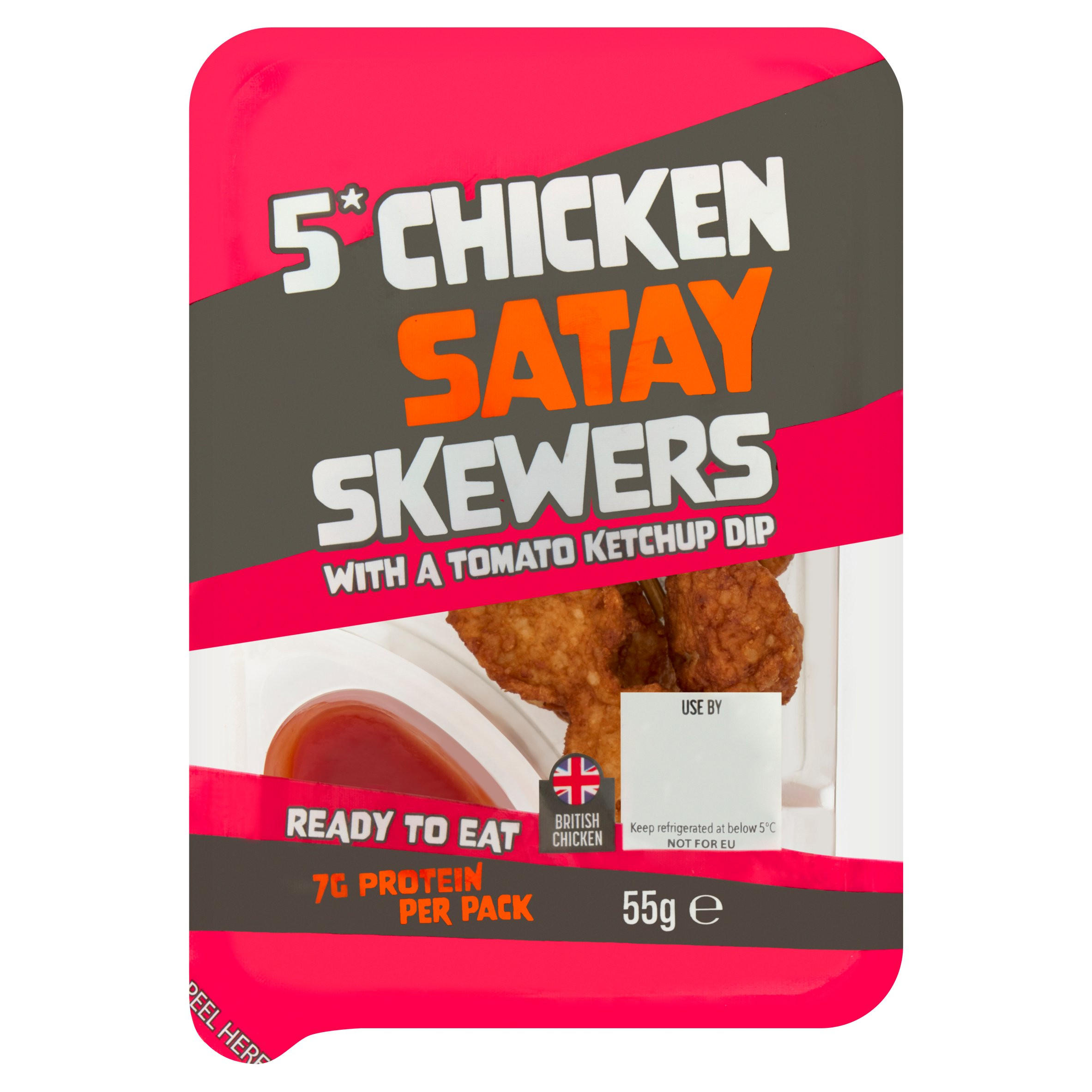 Iceland 5 Chicken Satay Skewers with a Tomato Ketchup Dip 55g
