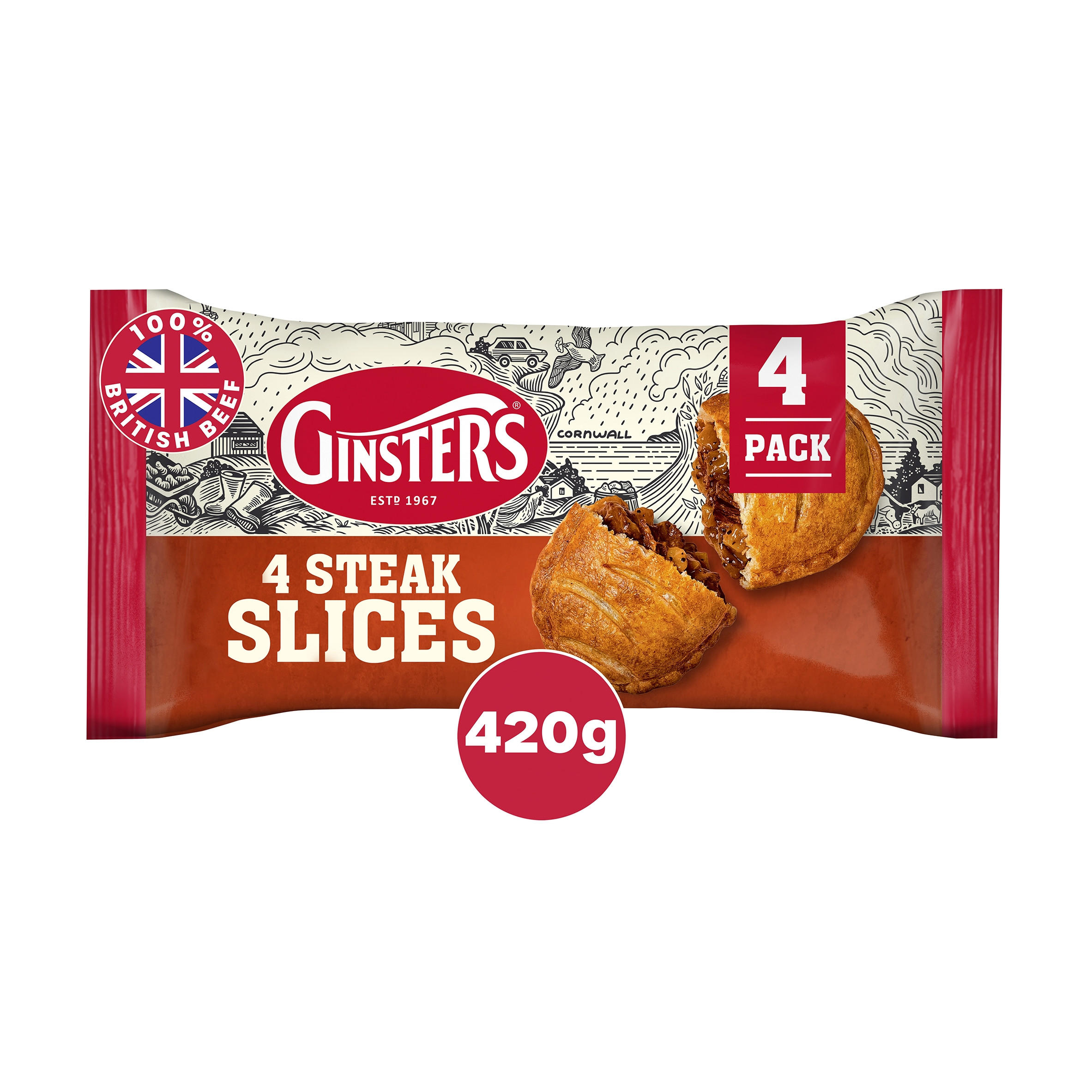 Ginsters 4 Steak Slices 420g Chilled Ready Meals And Snacks Iceland Foods