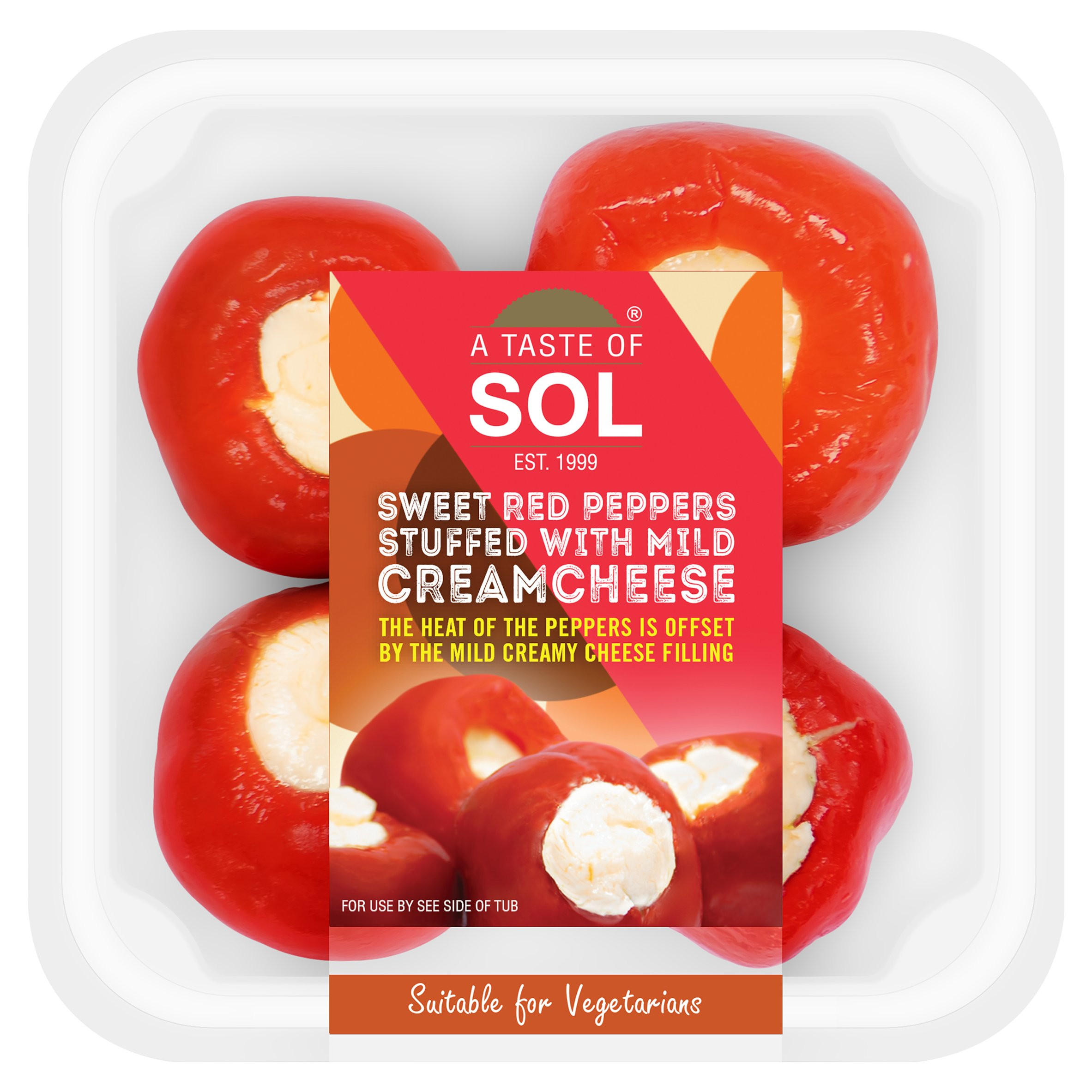 A Taste of Sol Sweet Red Peppers Stuffed with Mild Creamcheese 100g Speciality Cheese