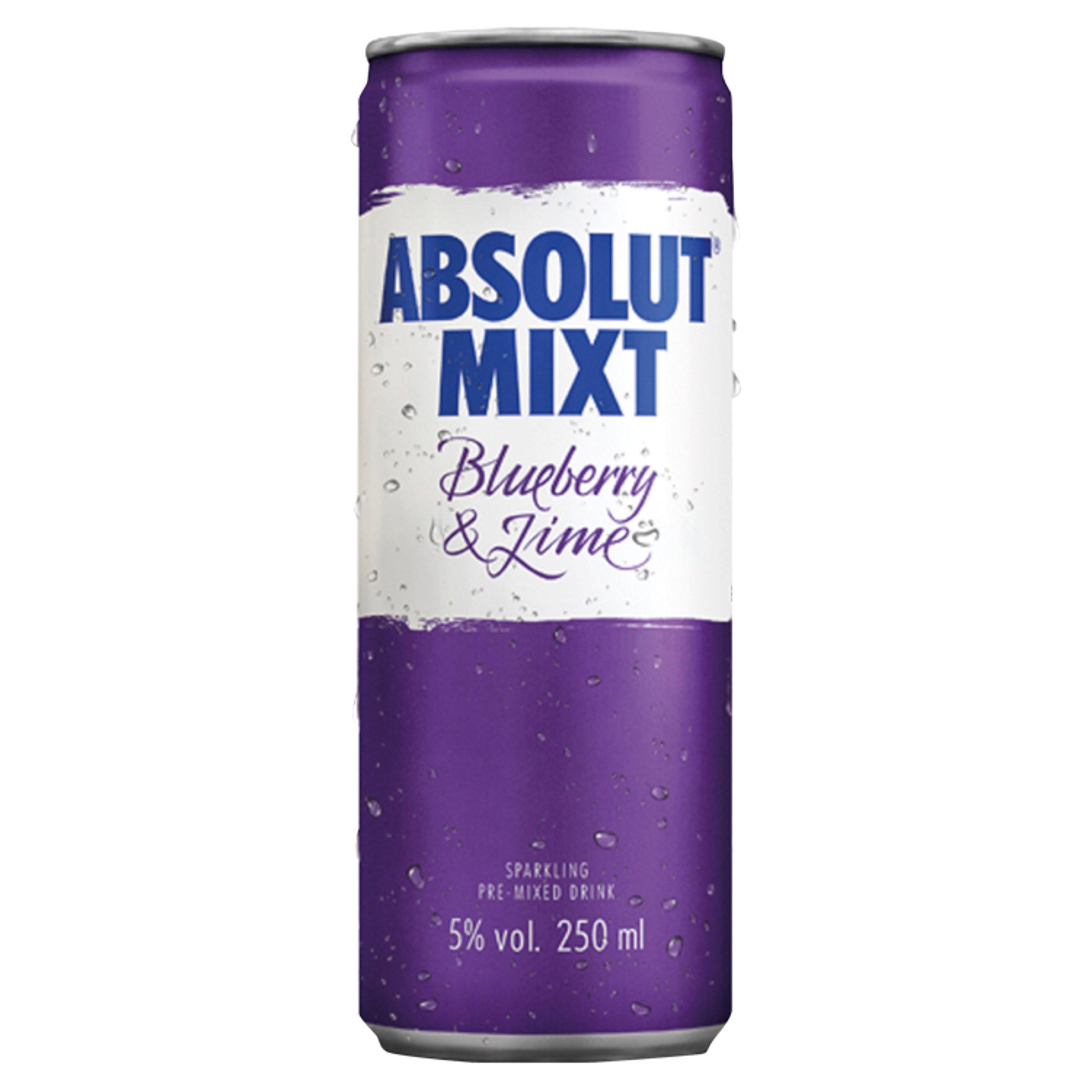 Absolut Mixt Blueberry & Lime Mixed Vodka Drink 250ml New Year Iceland Foods
