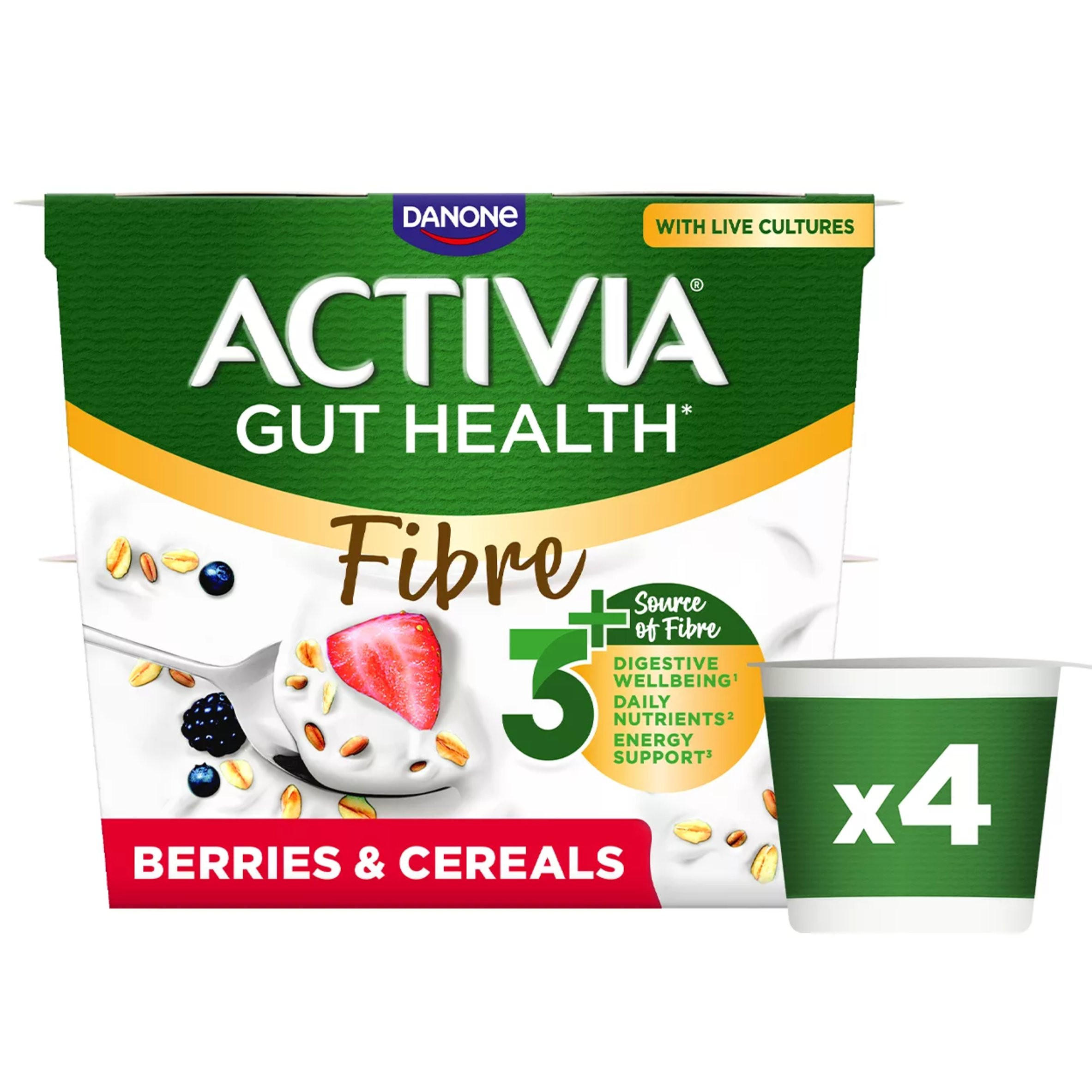 Activia Fibre Berries & Cereals Gut Health Breakfast Yoghurt Multipack