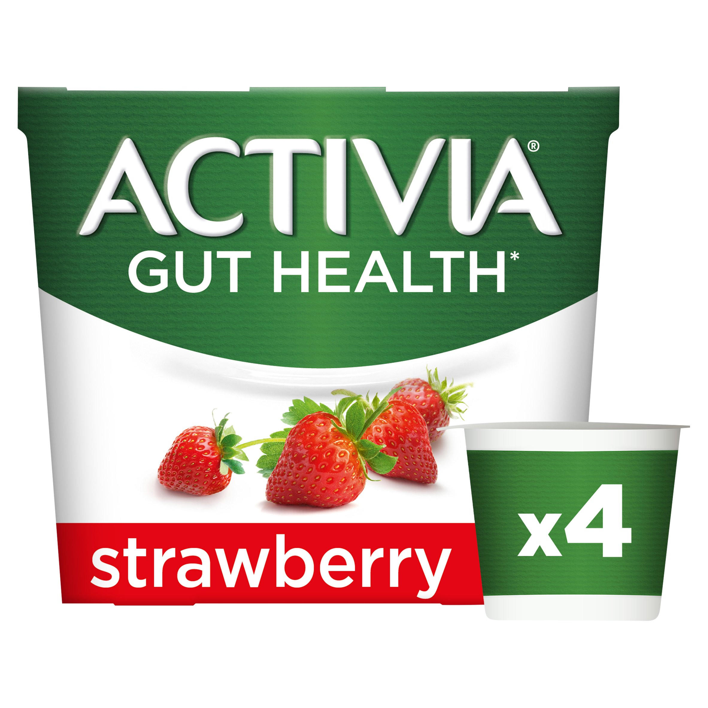 Activia Strawberry Gut Health Yogurt 4 x 115g (460g), Yogurt