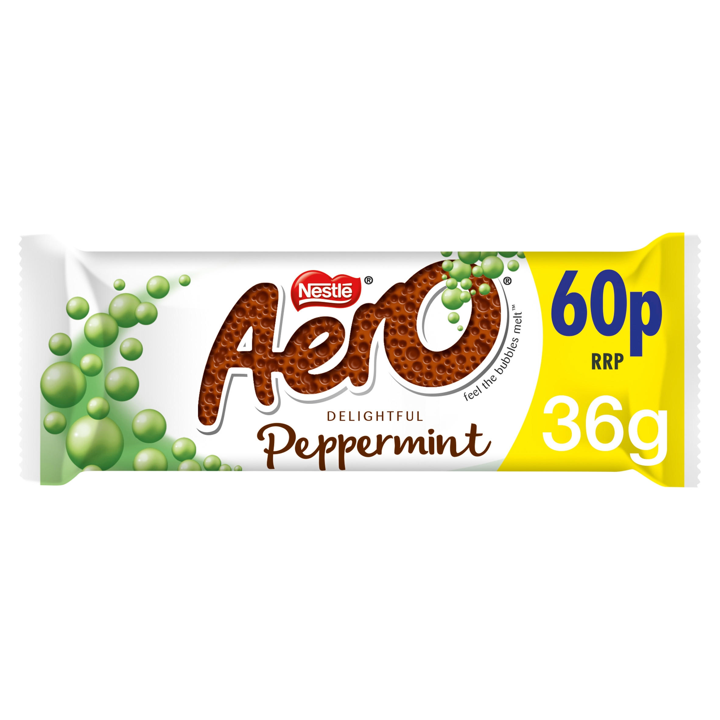 Aero Bubbly Peppermint Mint Chocolate Bar 36g PMP 60p | Single ...
