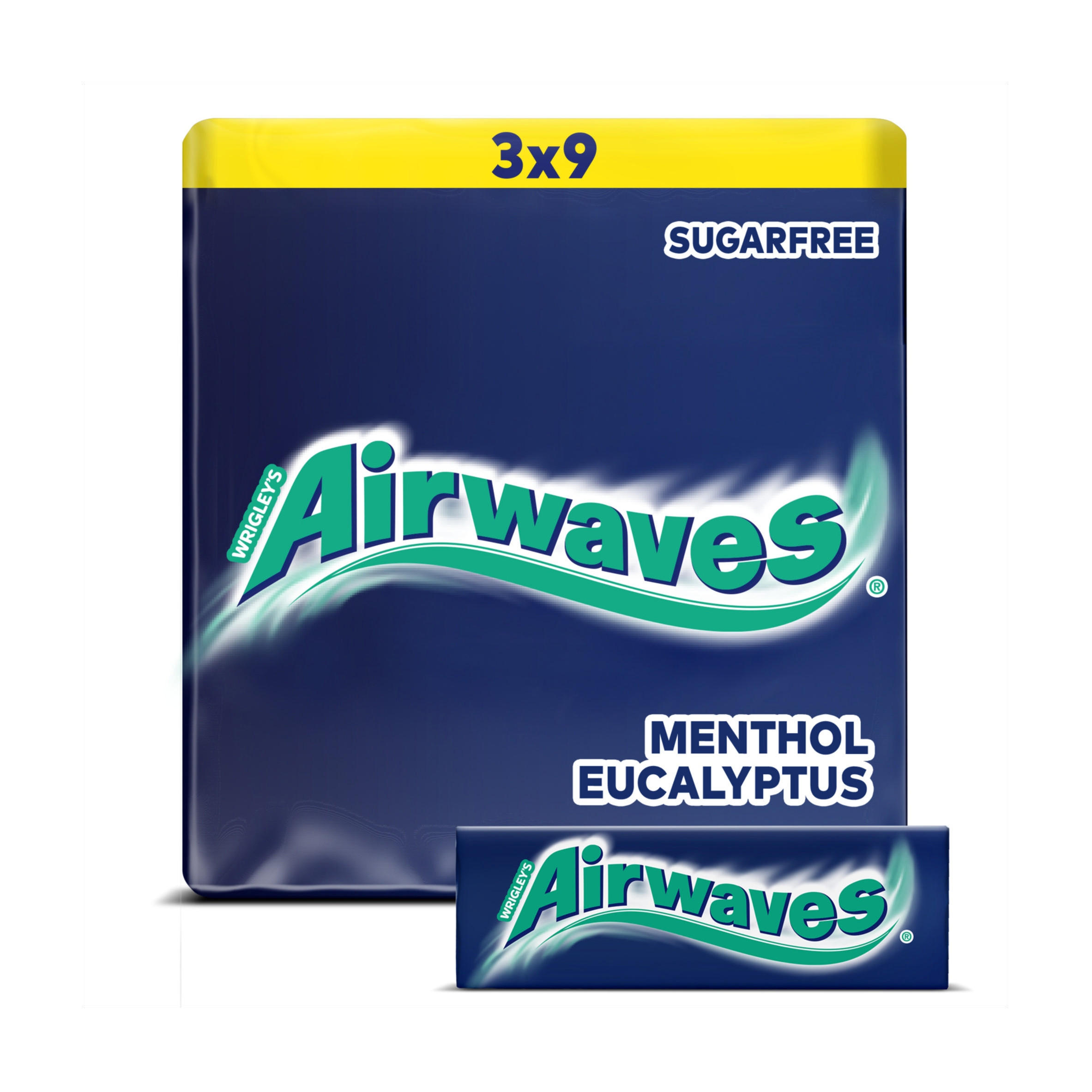 Airwaves Menthol & Eucalyptus flavour Sugar Free Chewing Gum Multipack 3 x 9 Pieces