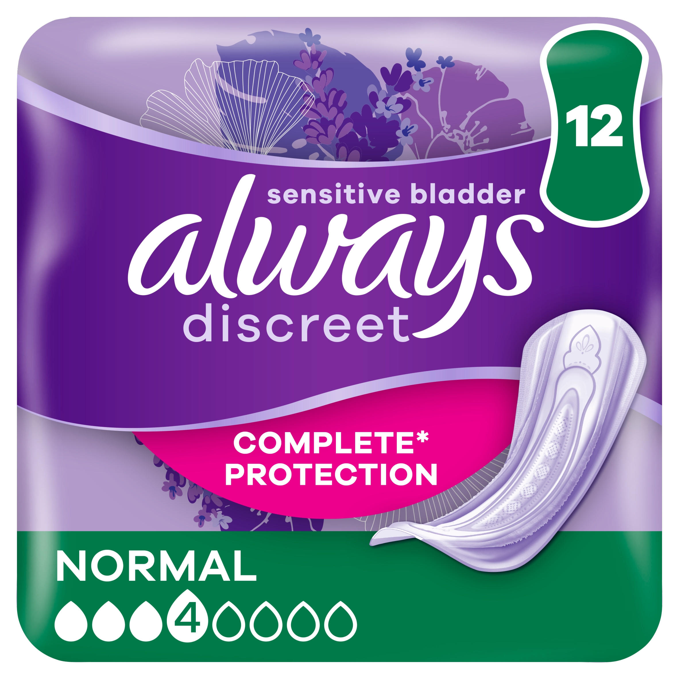 Always Discreet Incontinence Pads Women Normal 12 Count | Womens ...